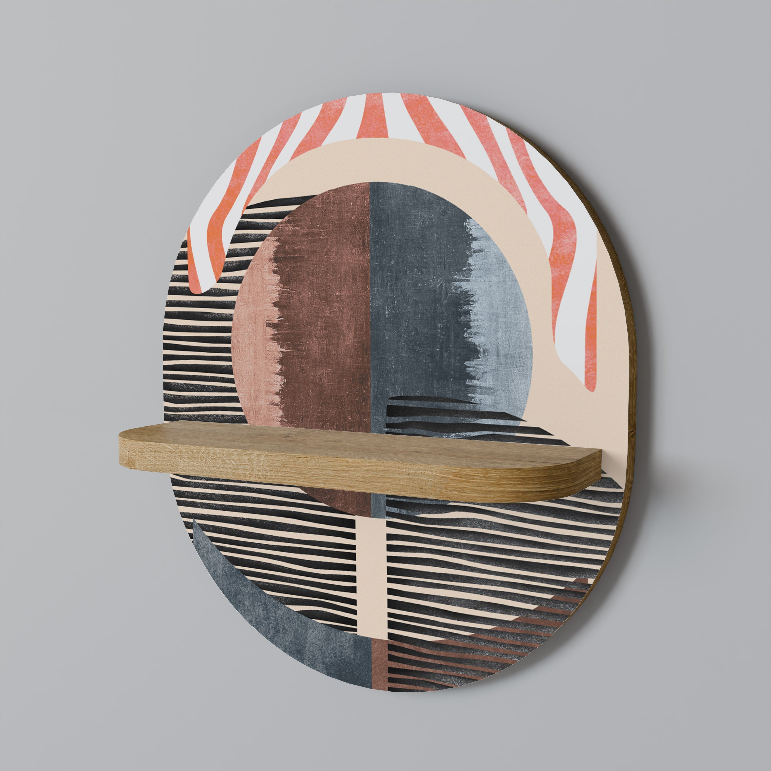 WHISPERS OF FORM Prateleira Oval Decorativa em Efeito Carvalho