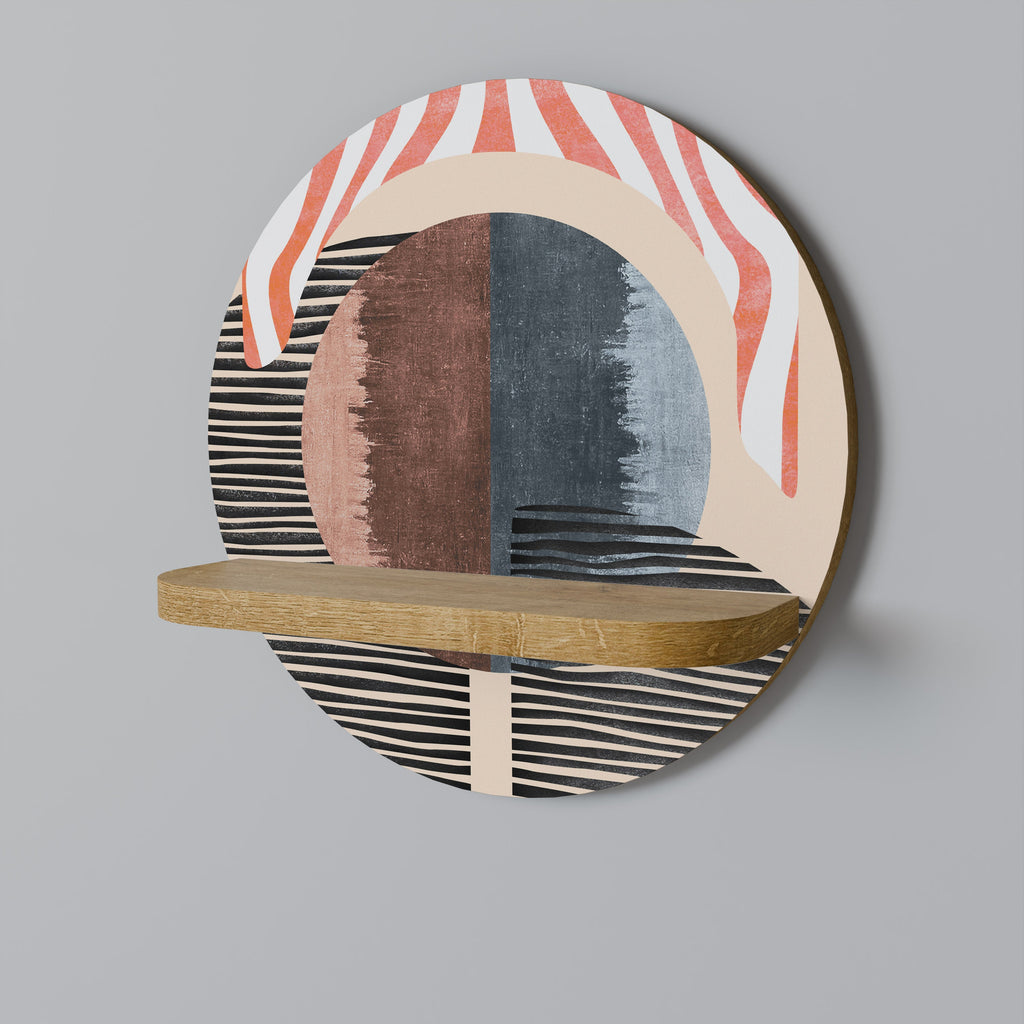 WHISPERS OF FORM Prateleira Redonda Decorativa em Efeito Carvalho