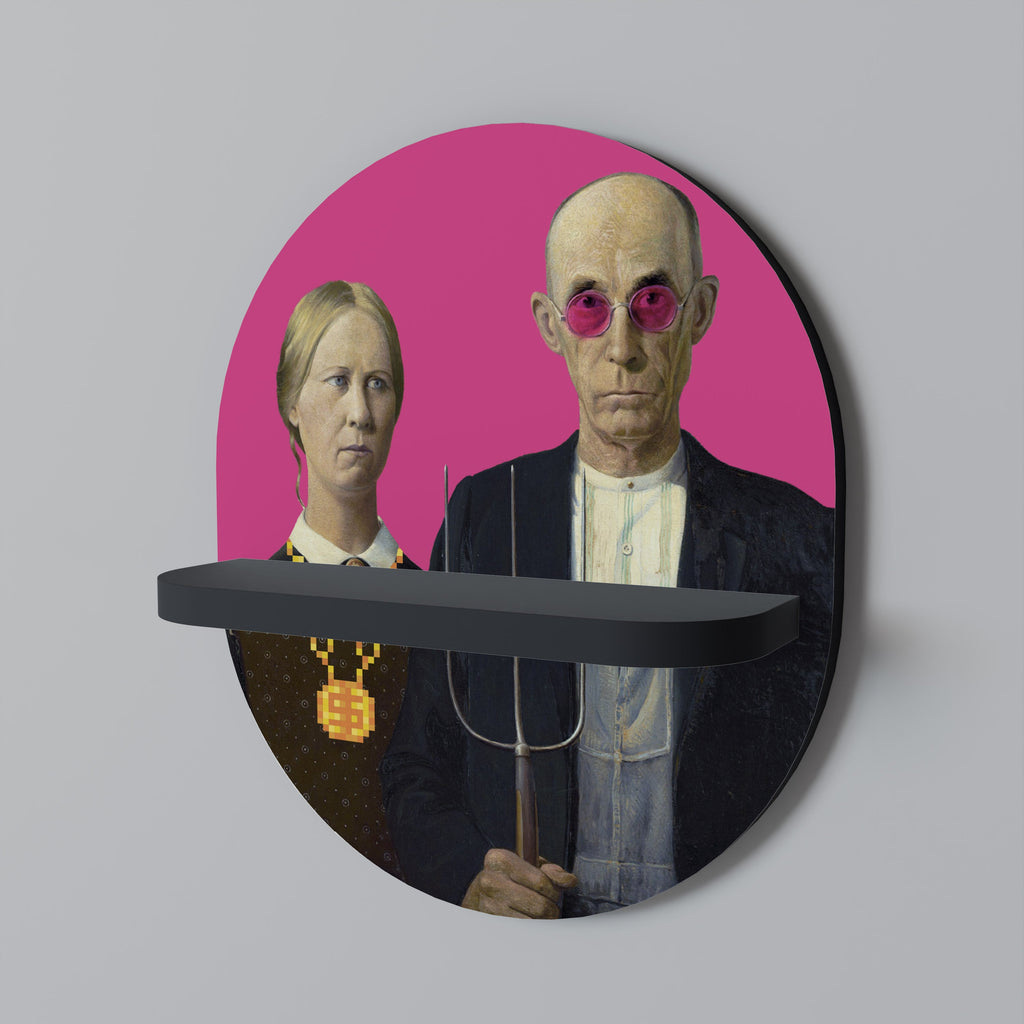 AMERICAN GOTHIC BLING Prateleira Oval Decorativa em Acabamento Preto