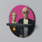 AMERICAN GOTHIC BLING Prateleira Oval Decorativa em Acabamento Preto