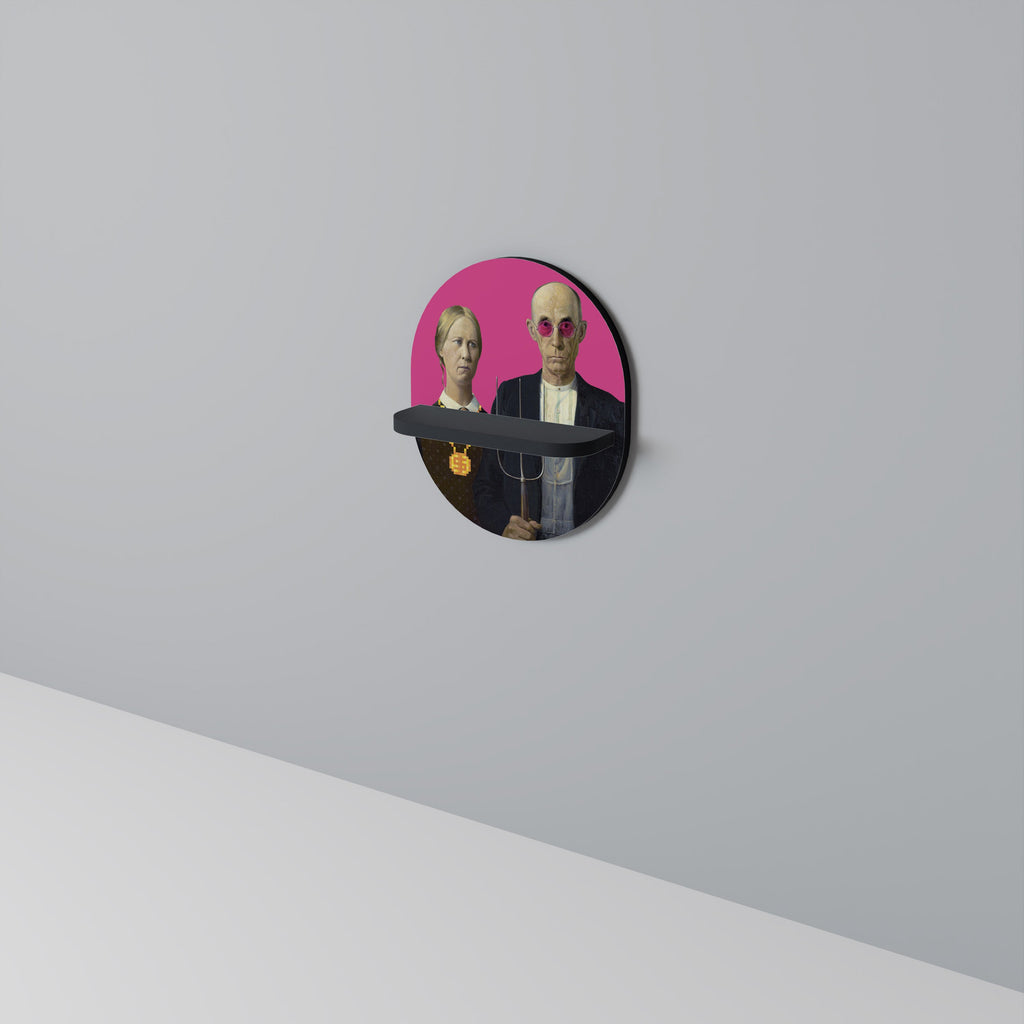 AMERICAN GOTHIC BLING Prateleira Oval Decorativa em Acabamento Preto