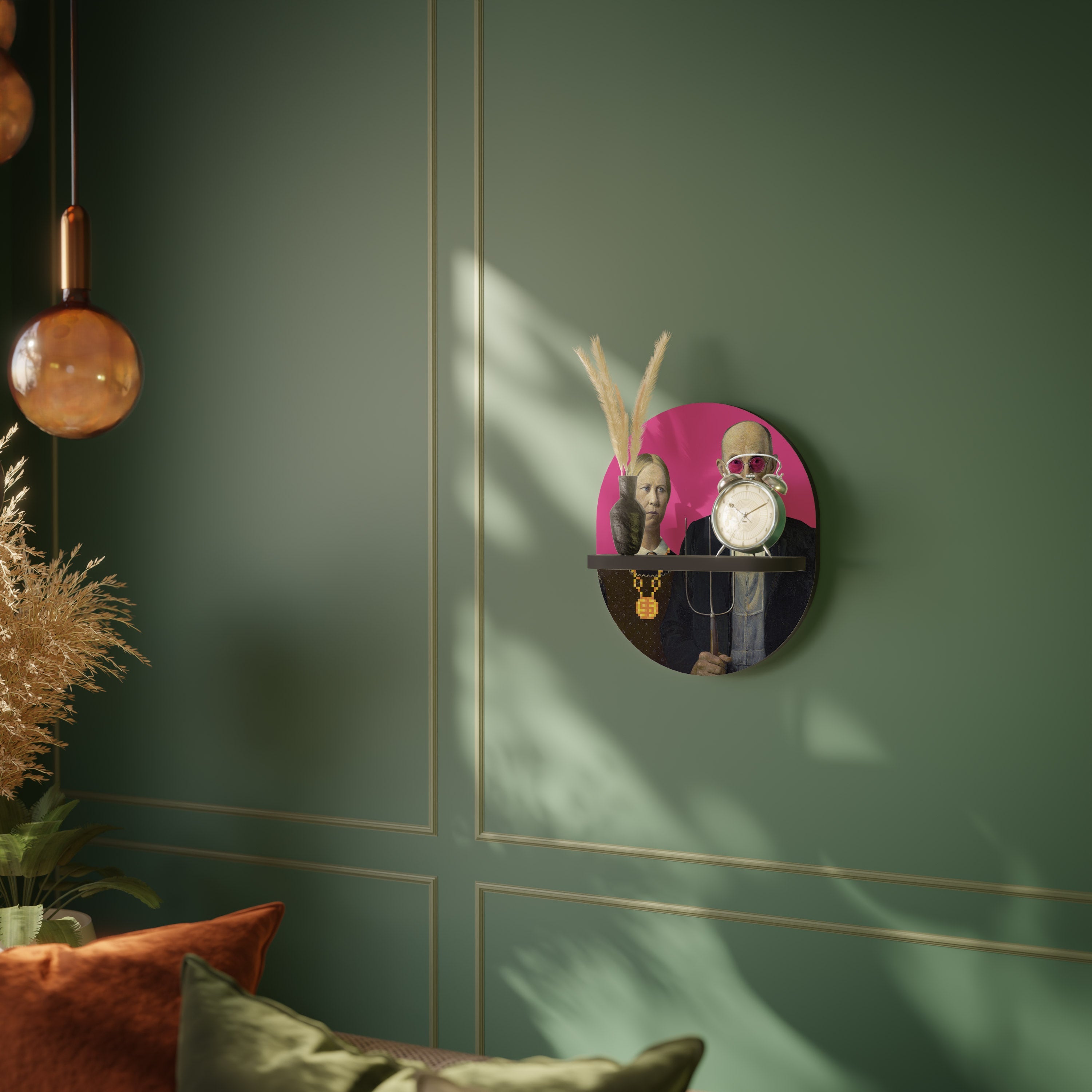 AMERICAN GOTHIC BLING Prateleira Oval Decorativa em Acabamento Preto