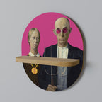 AMERICAN GOTHIC BLING Prateleira Oval Decorativa em Efeito Carvalho