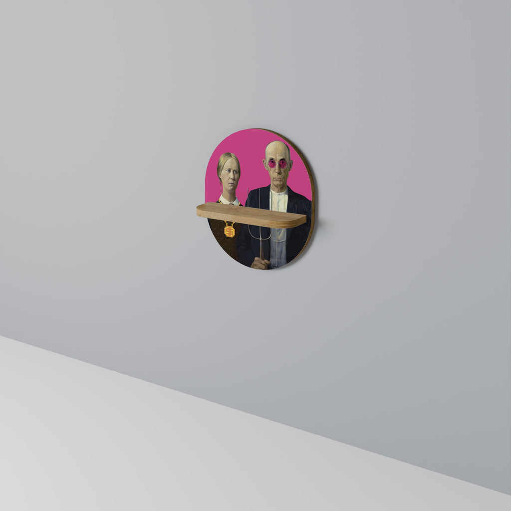 AMERICAN GOTHIC BLING Prateleira Oval Decorativa em Efeito Carvalho