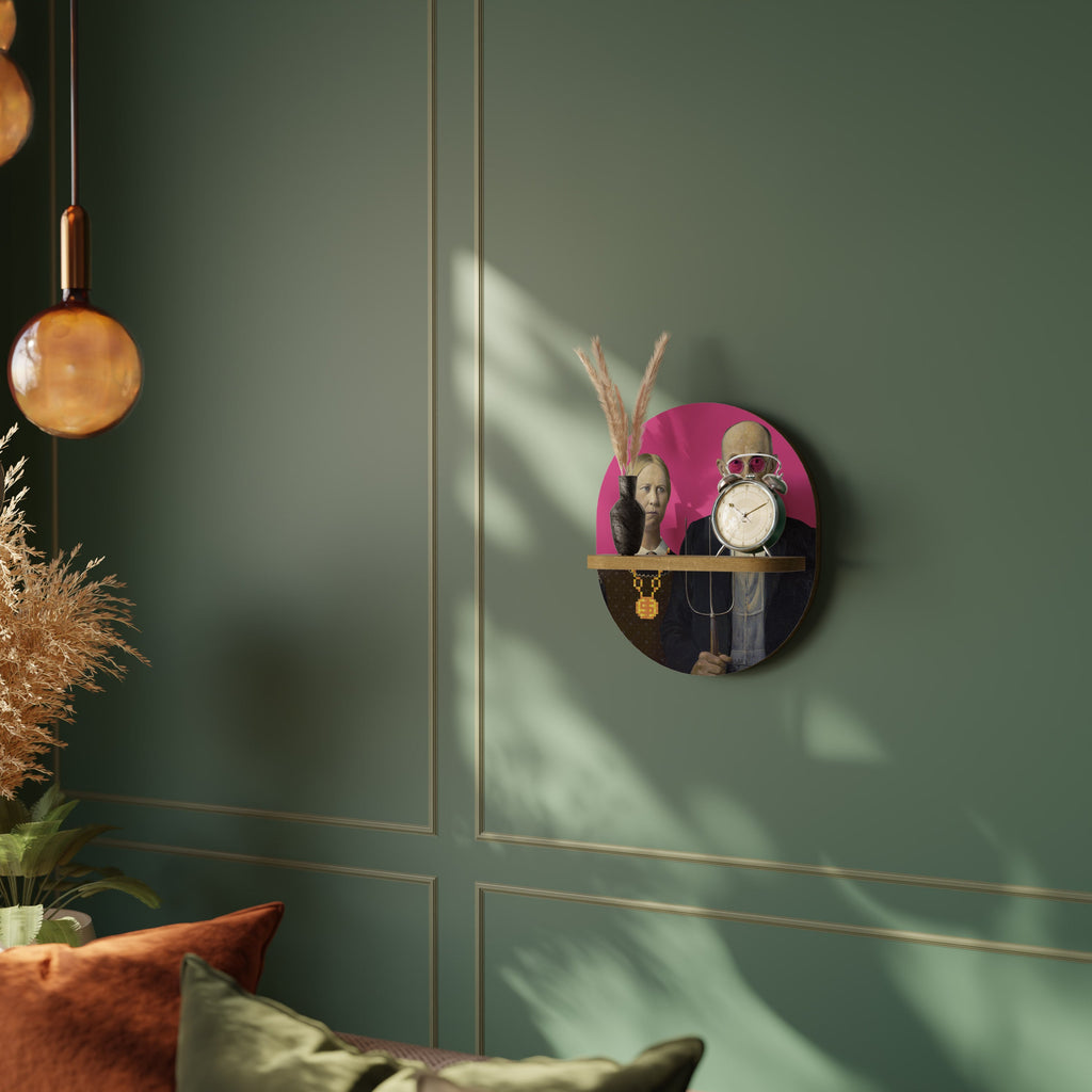 AMERICAN GOTHIC BLING Prateleira Oval Decorativa em Efeito Carvalho