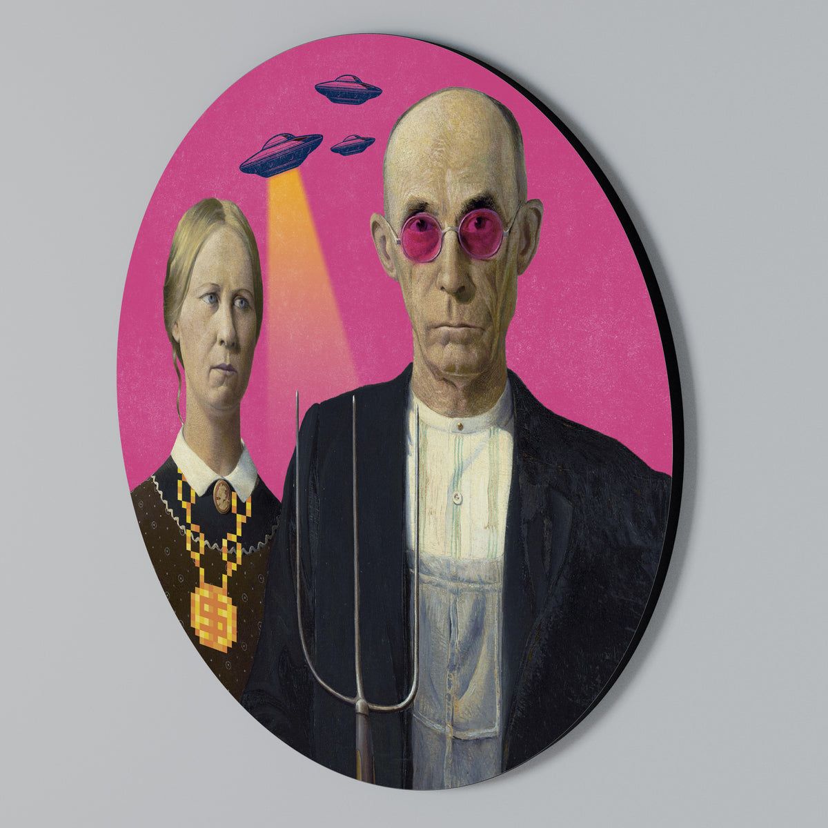 AMERICAN GOTHIC ALIEN Arte de Parede Redonda