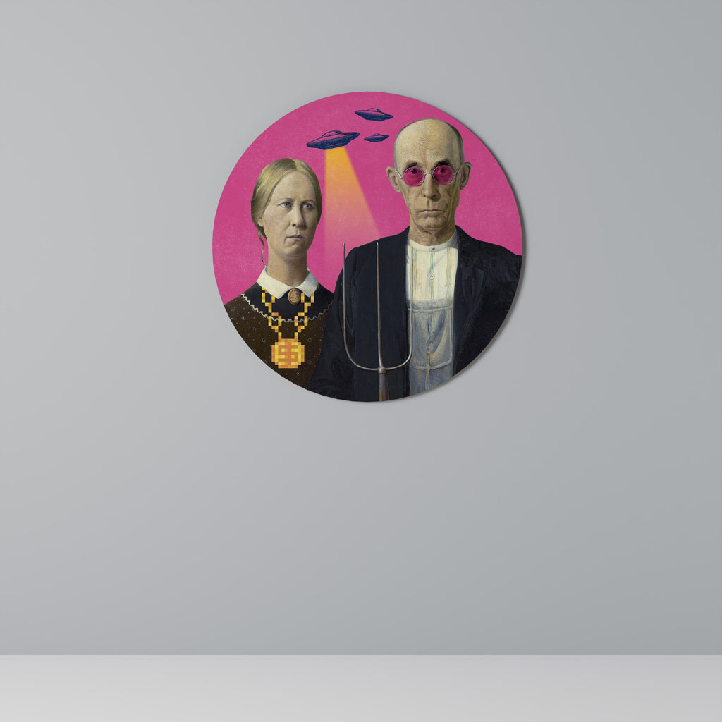 AMERICAN GOTHIC ALIEN Quadro Redondo Decorativo