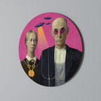 AMERICAN GOTHIC ALIEN Quadro Redondo Decorativo
