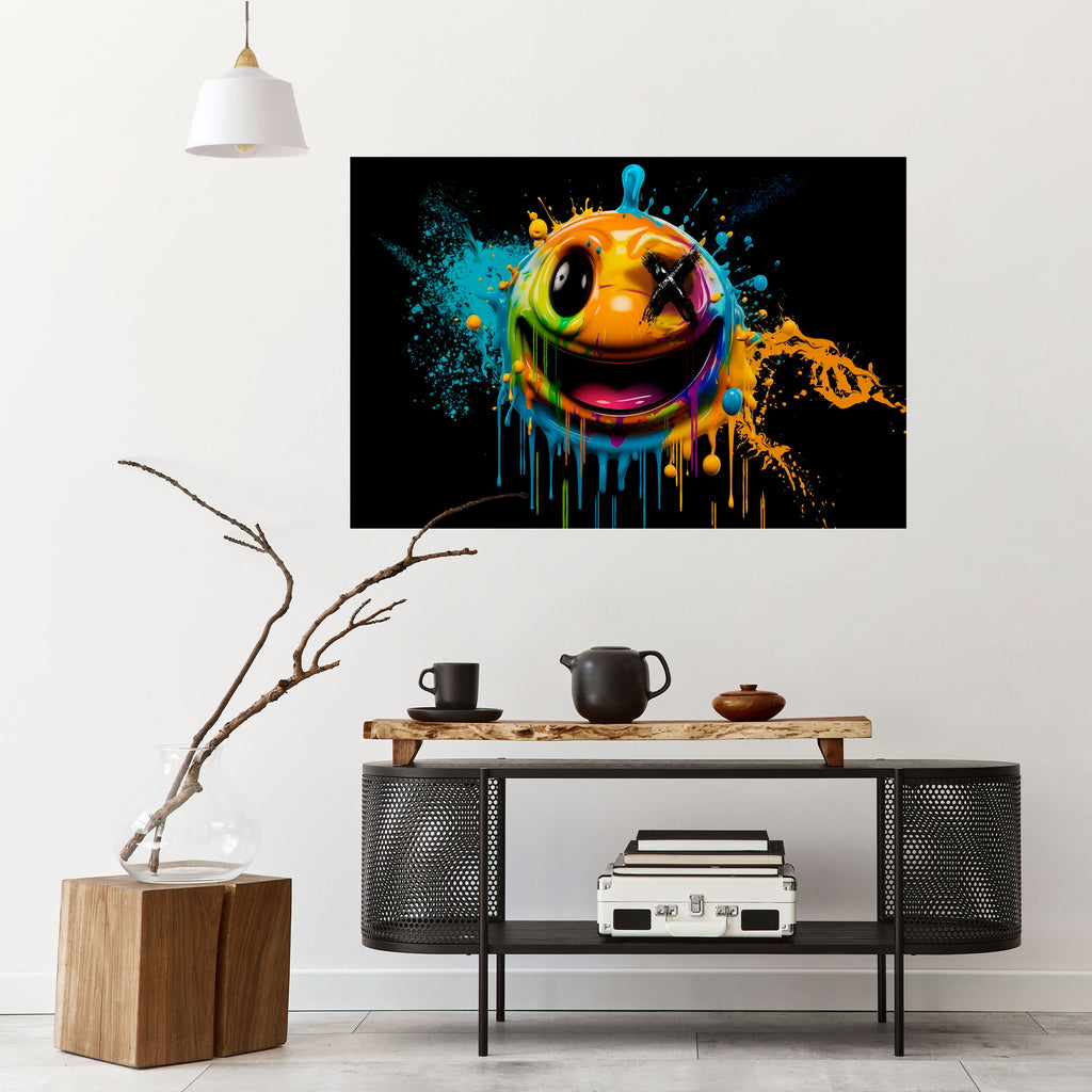 TRIPPY HAPPINESS Peel and Stick Horizontal Poster