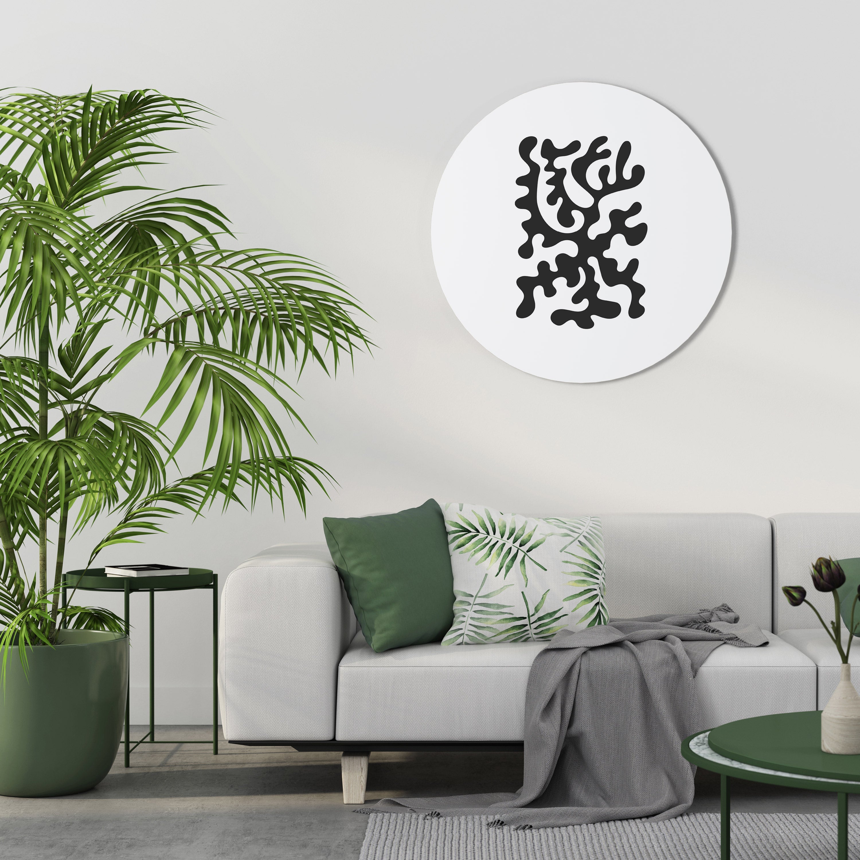 CHARCOAL CASCADE Round Wall Art