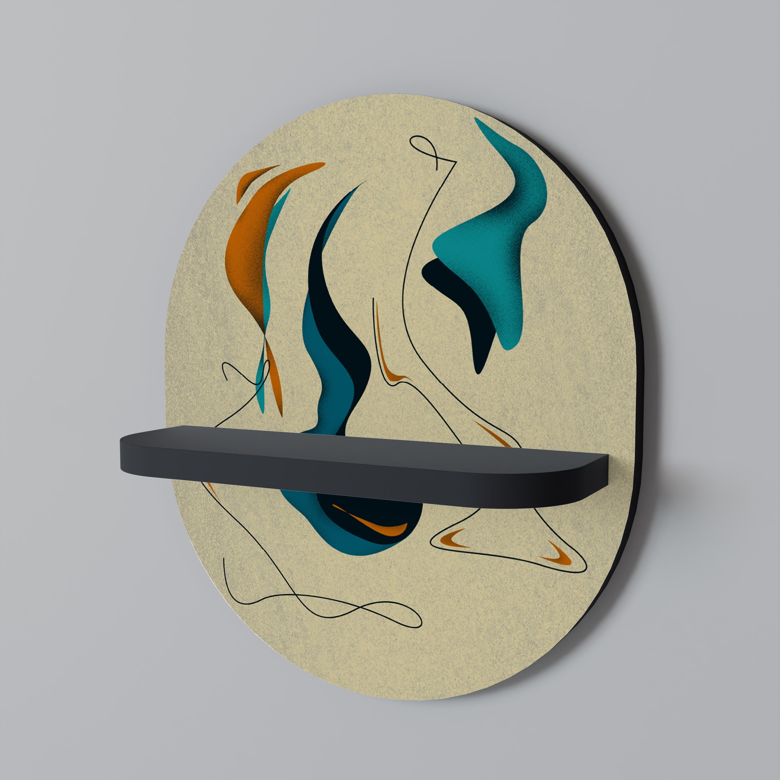 DREAMY DAZE Prateleira Oval Decorativa em Acabamento Preto