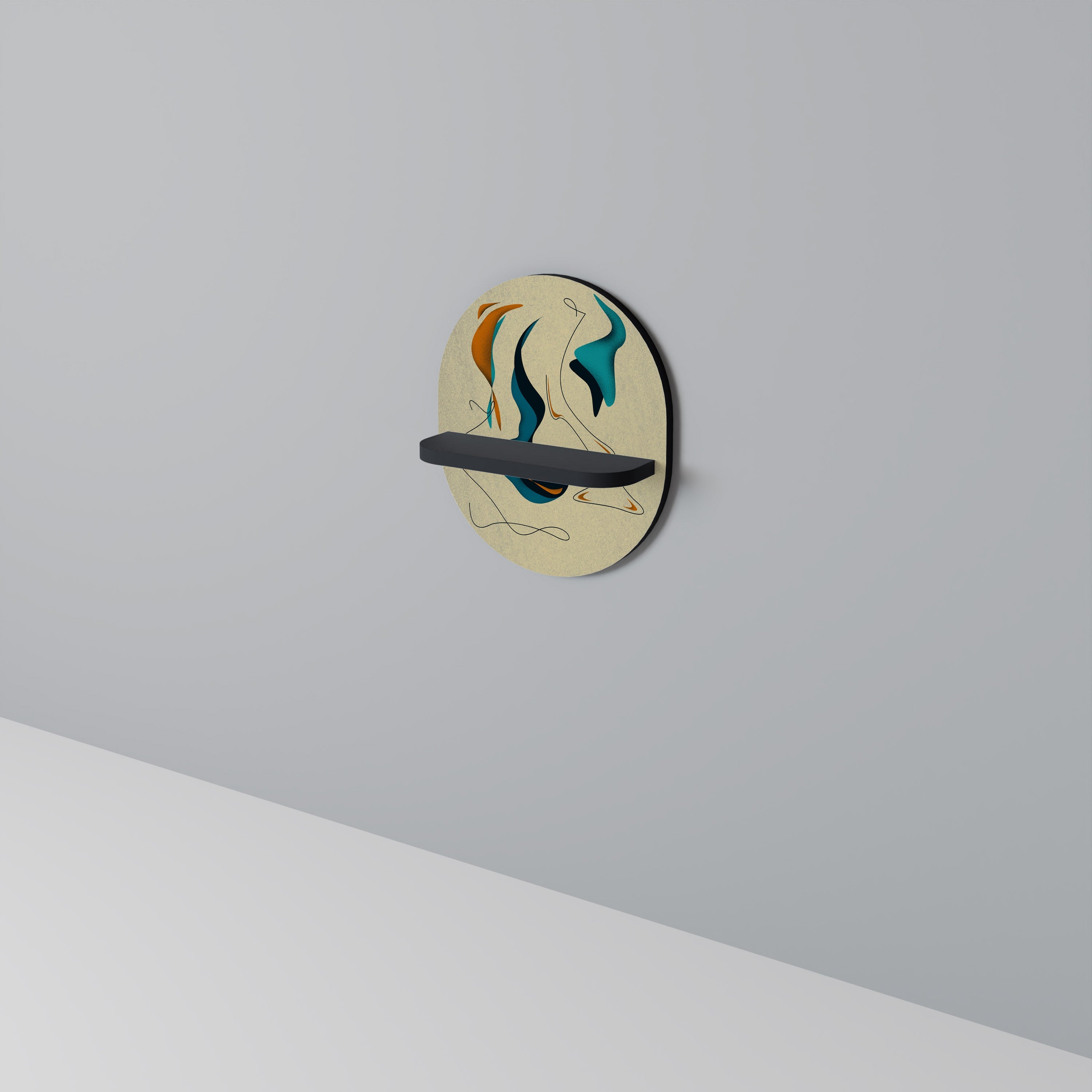 DREAMY DAZE Prateleira Oval Decorativa em Acabamento Preto