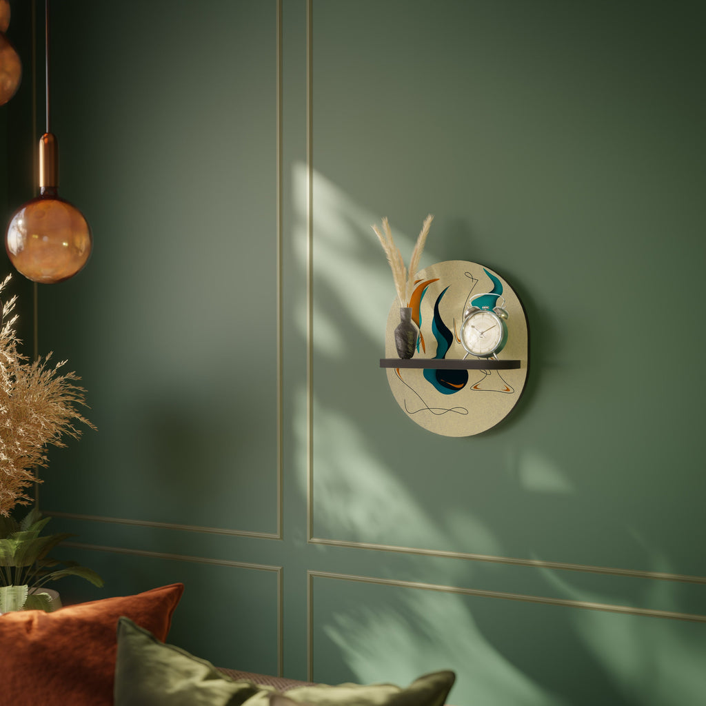 DREAMY DAZE Prateleira Oval Decorativa em Acabamento Preto