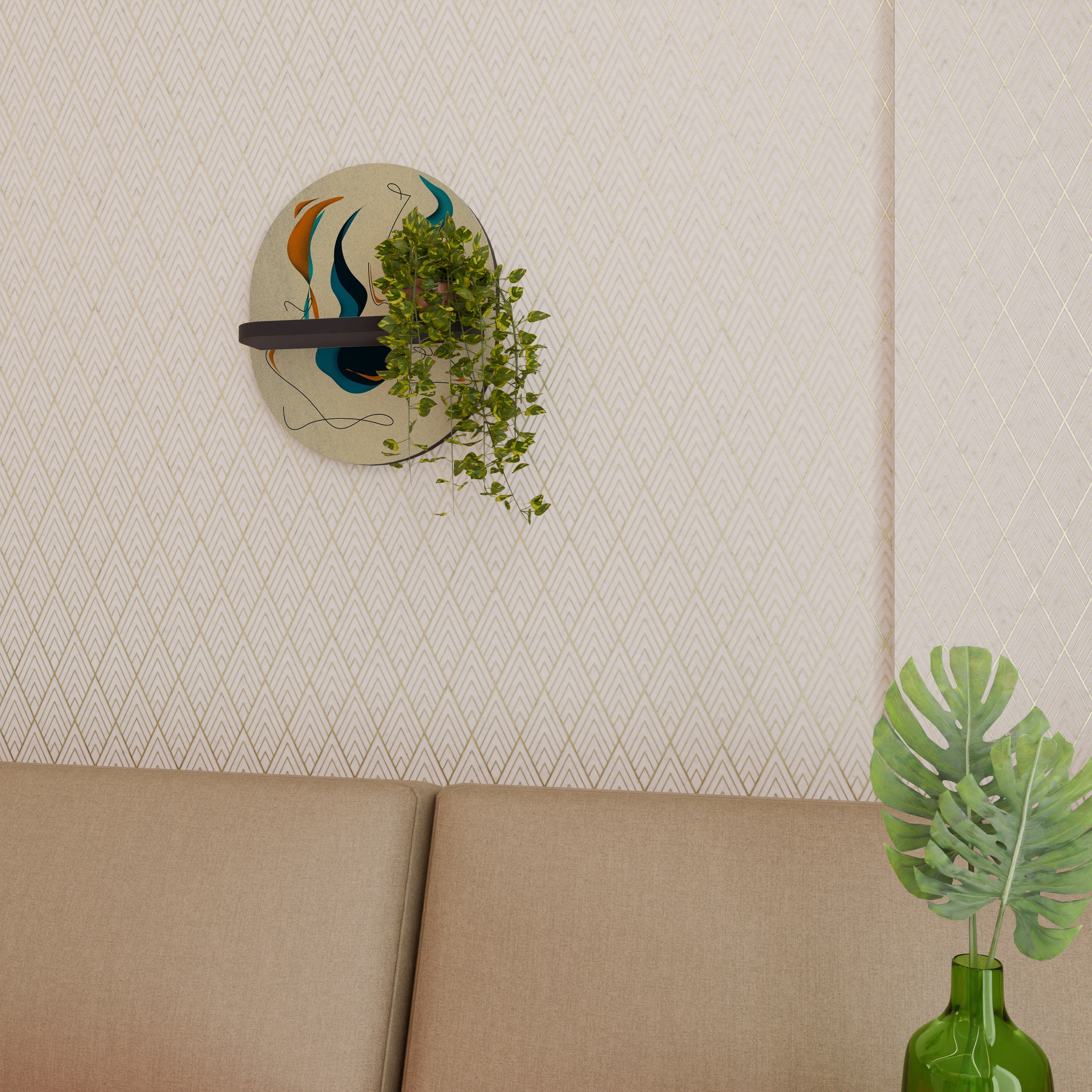 DREAMY DAZE Prateleira Oval Decorativa em Acabamento Preto