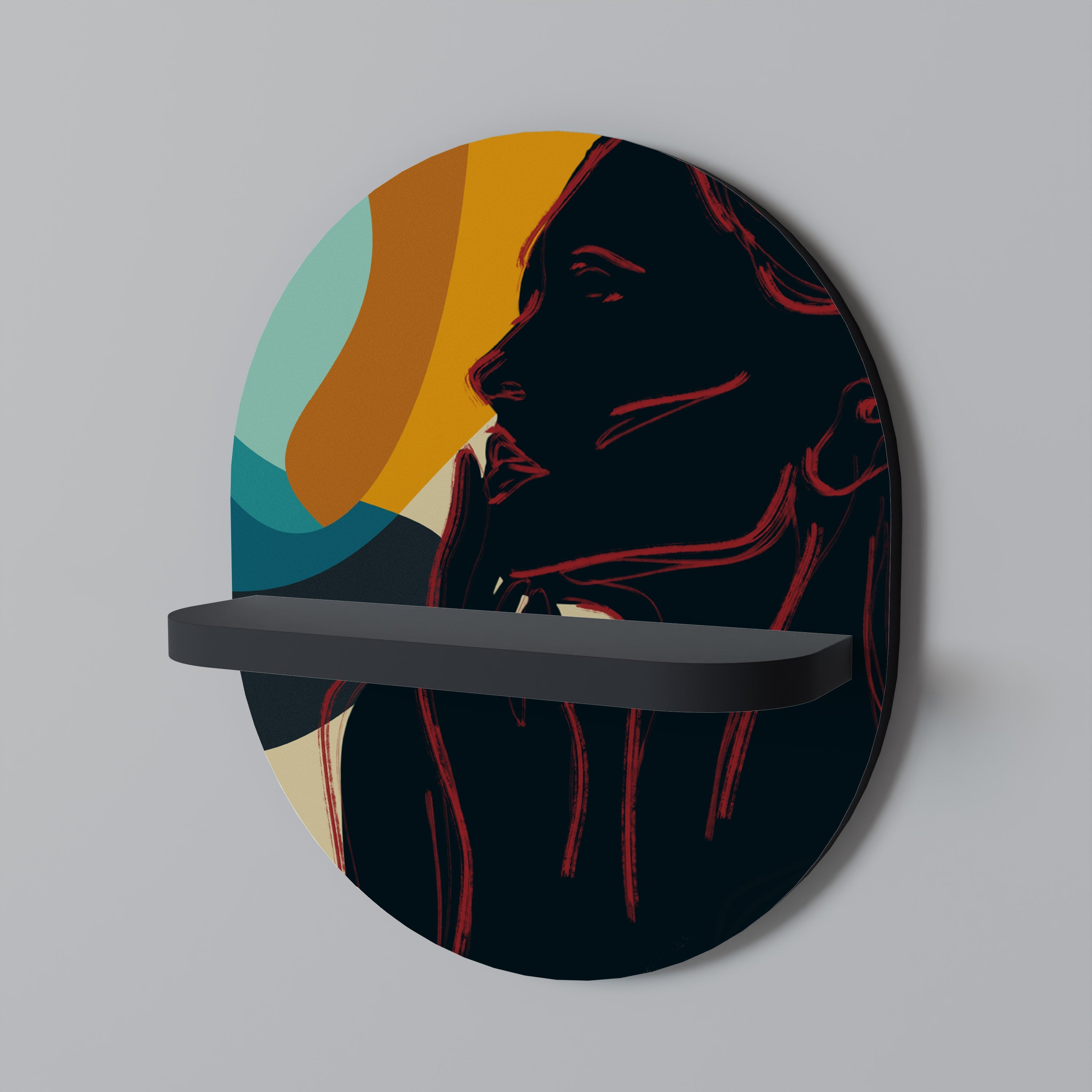 SILHOUETTE SONATA Prateleira Oval Decorativa em Acabamento Preto