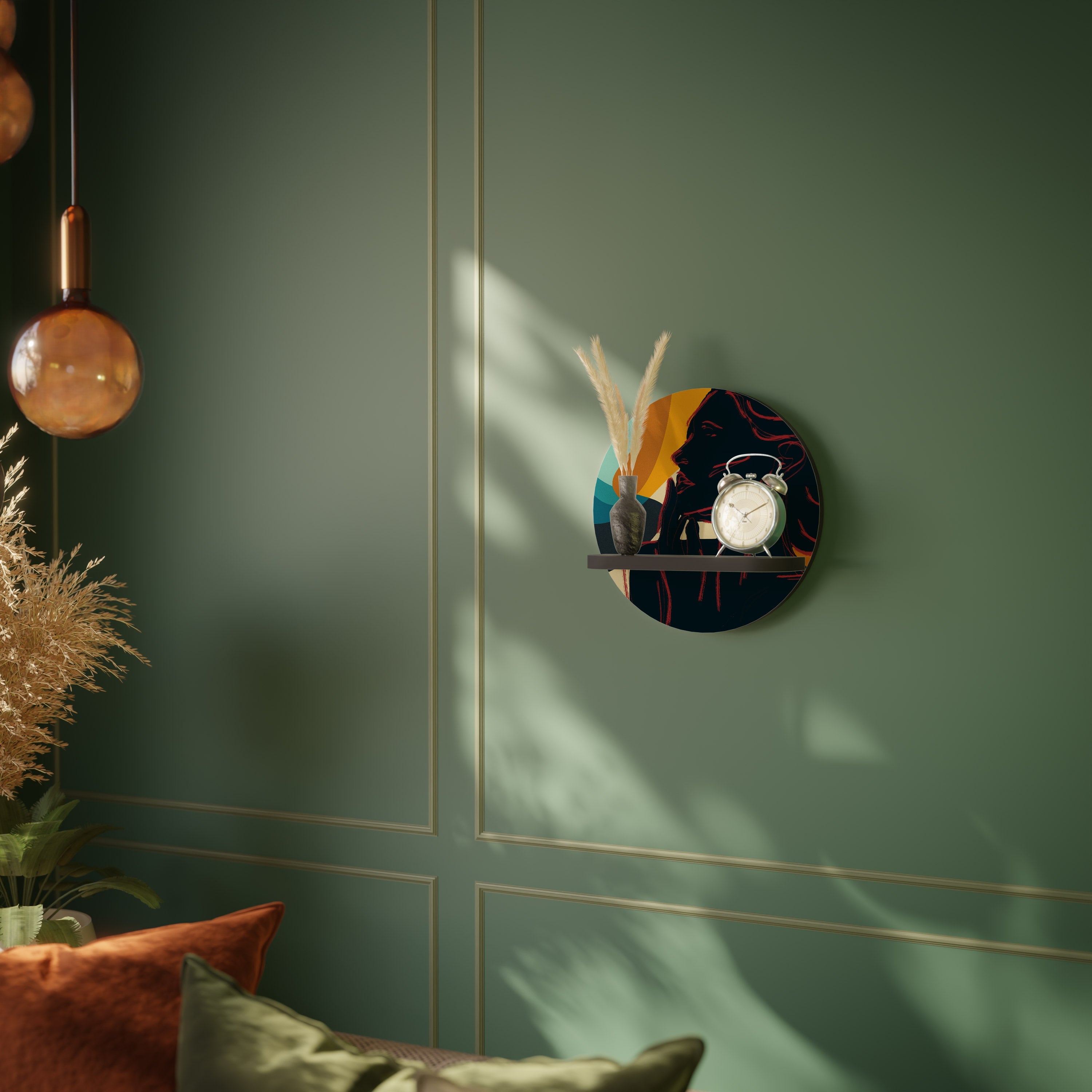 SILHOUETTE SONATA Round Art Shelf In Black Finish