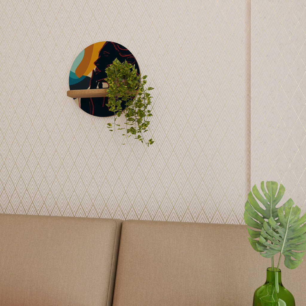 SILHOUETTE SONATA Prateleira Redonda Decorativa em Efeito Carvalho