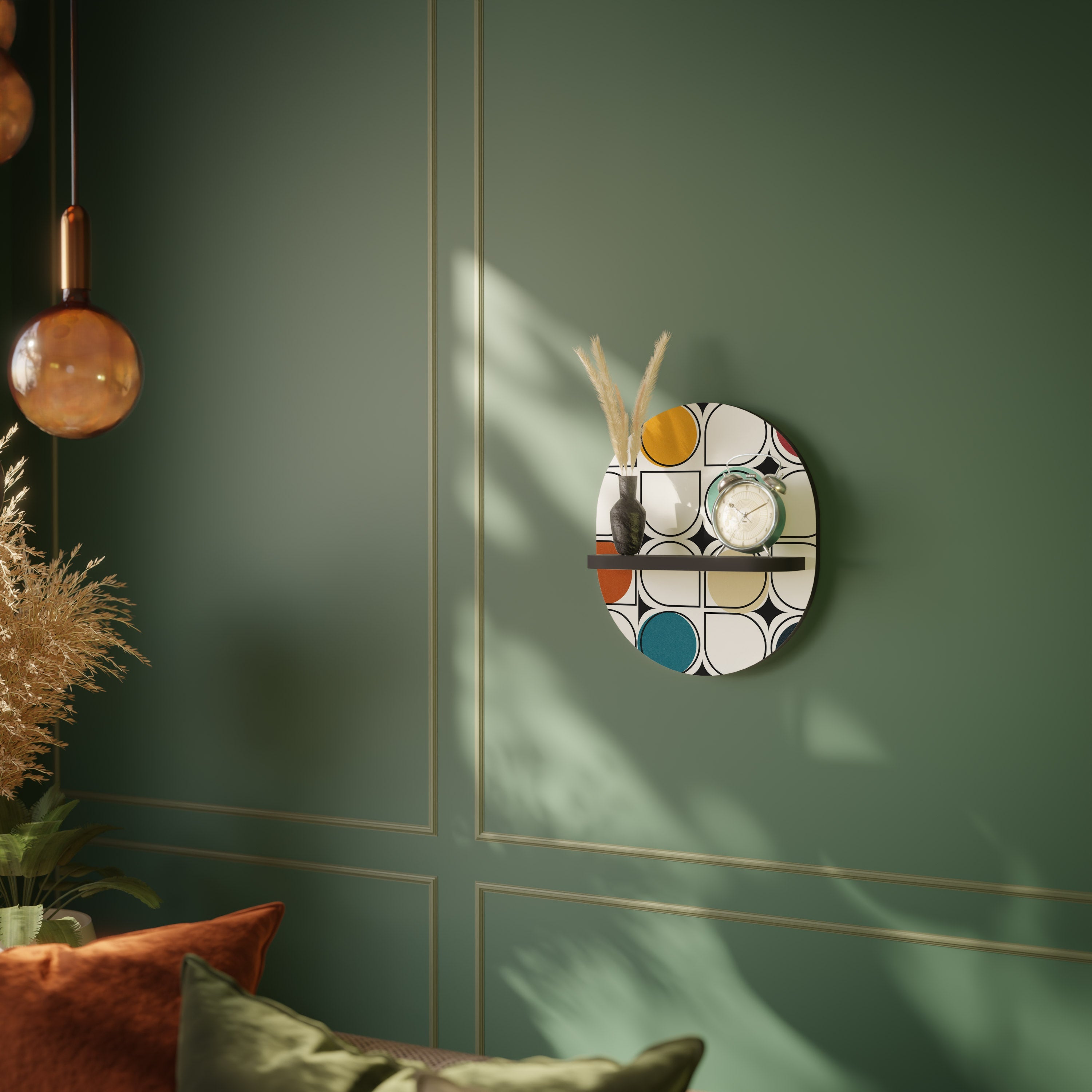 HUE HARMONY Prateleira Oval Decorativa em Acabamento Preto