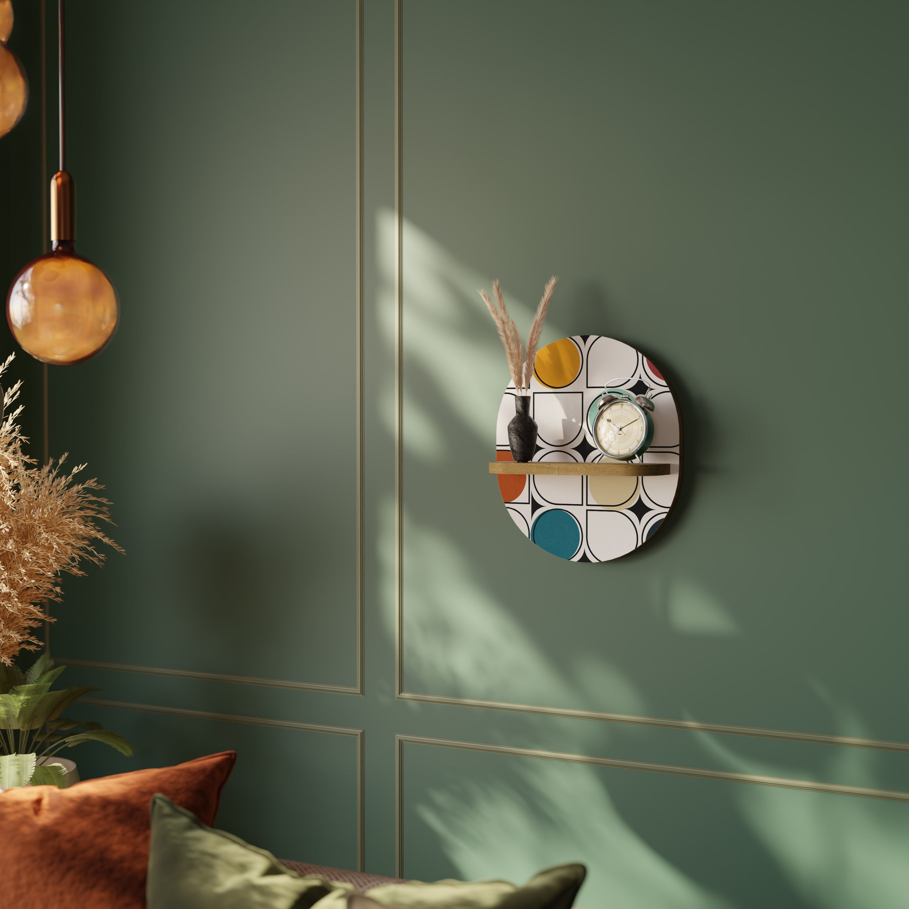 HUE HARMONY Prateleira Oval Decorativa em Efeito Carvalho