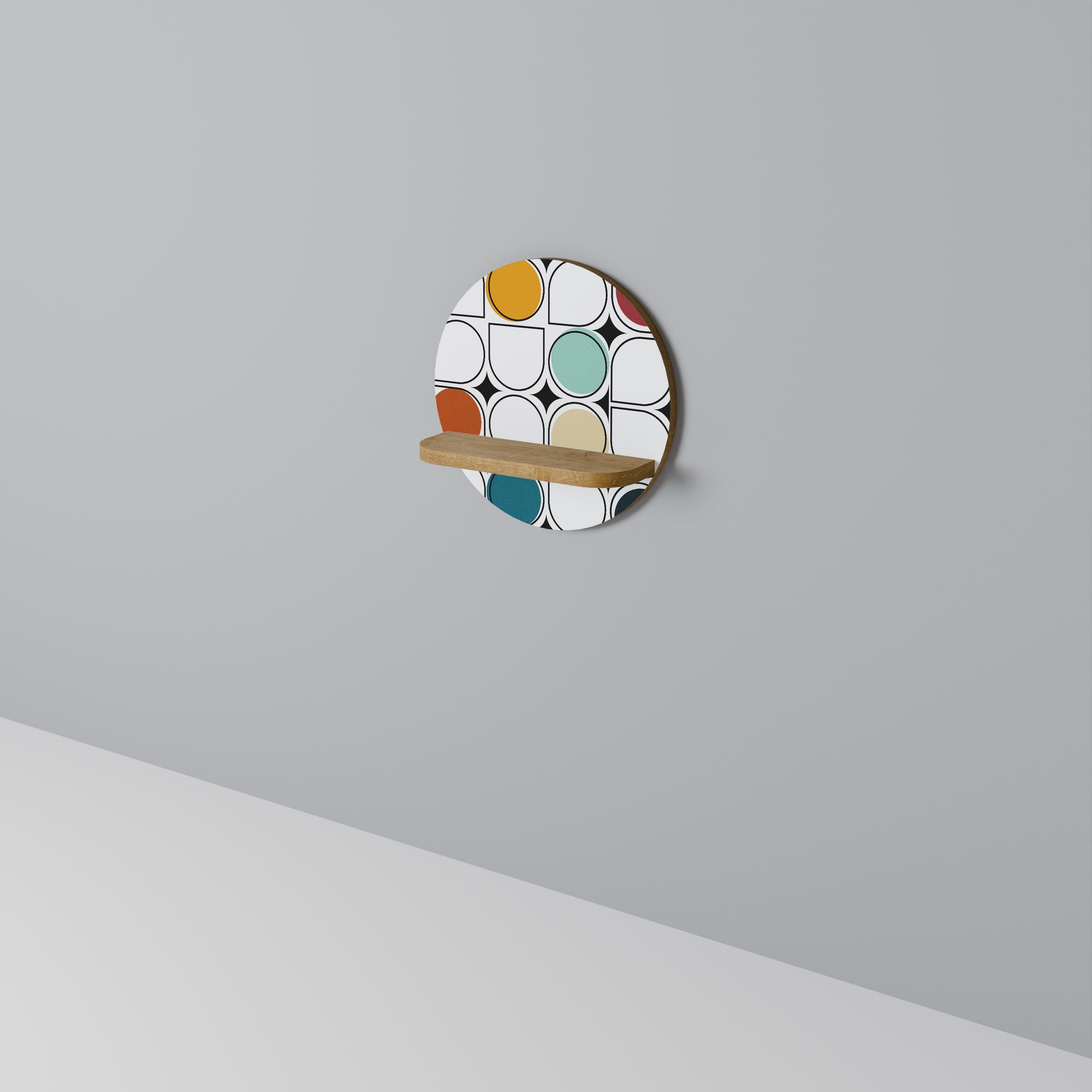 HUE HARMONY Prateleira Redonda Decorativa em Efeito Carvalho