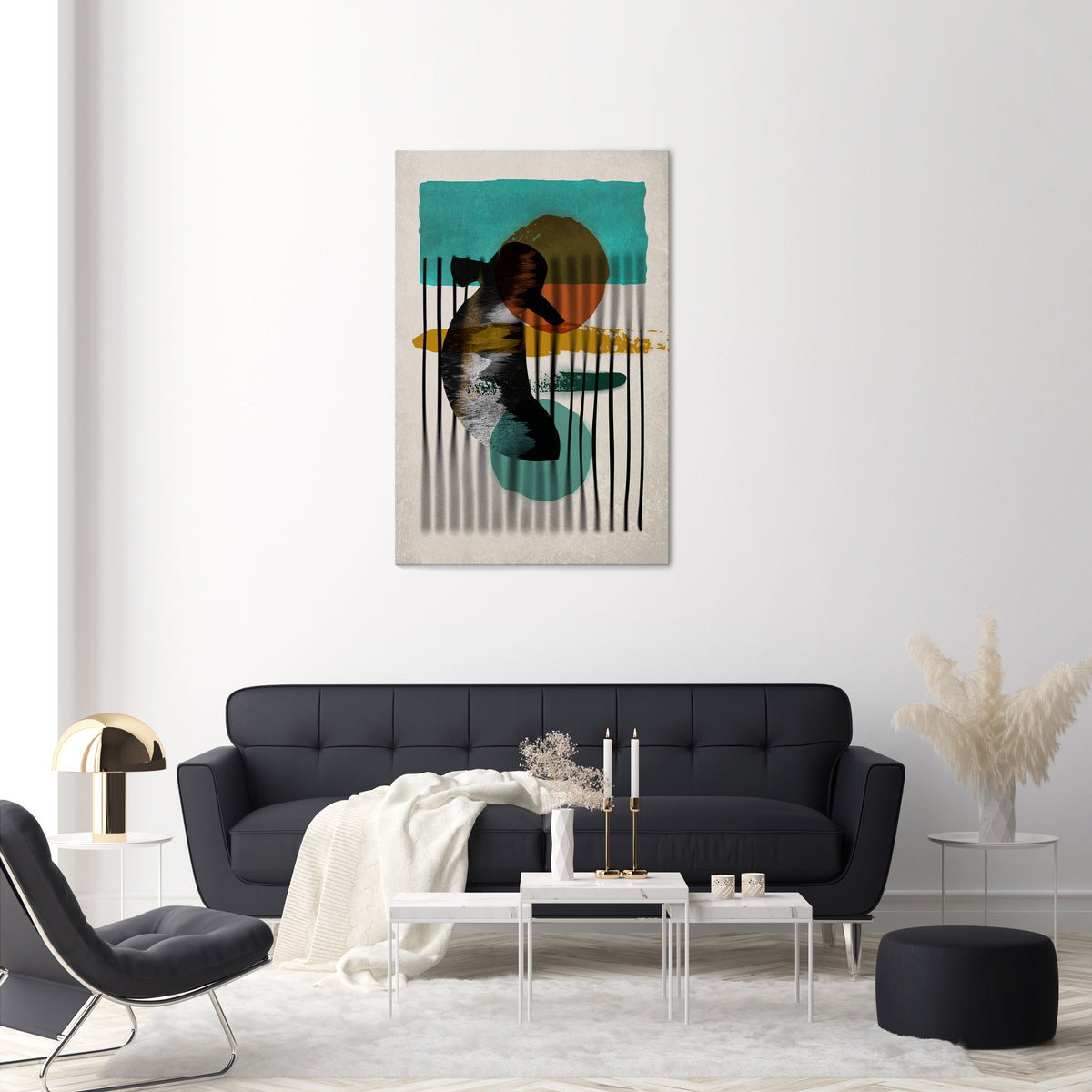 INKWELL TURQOISE Quadro em tela vertical