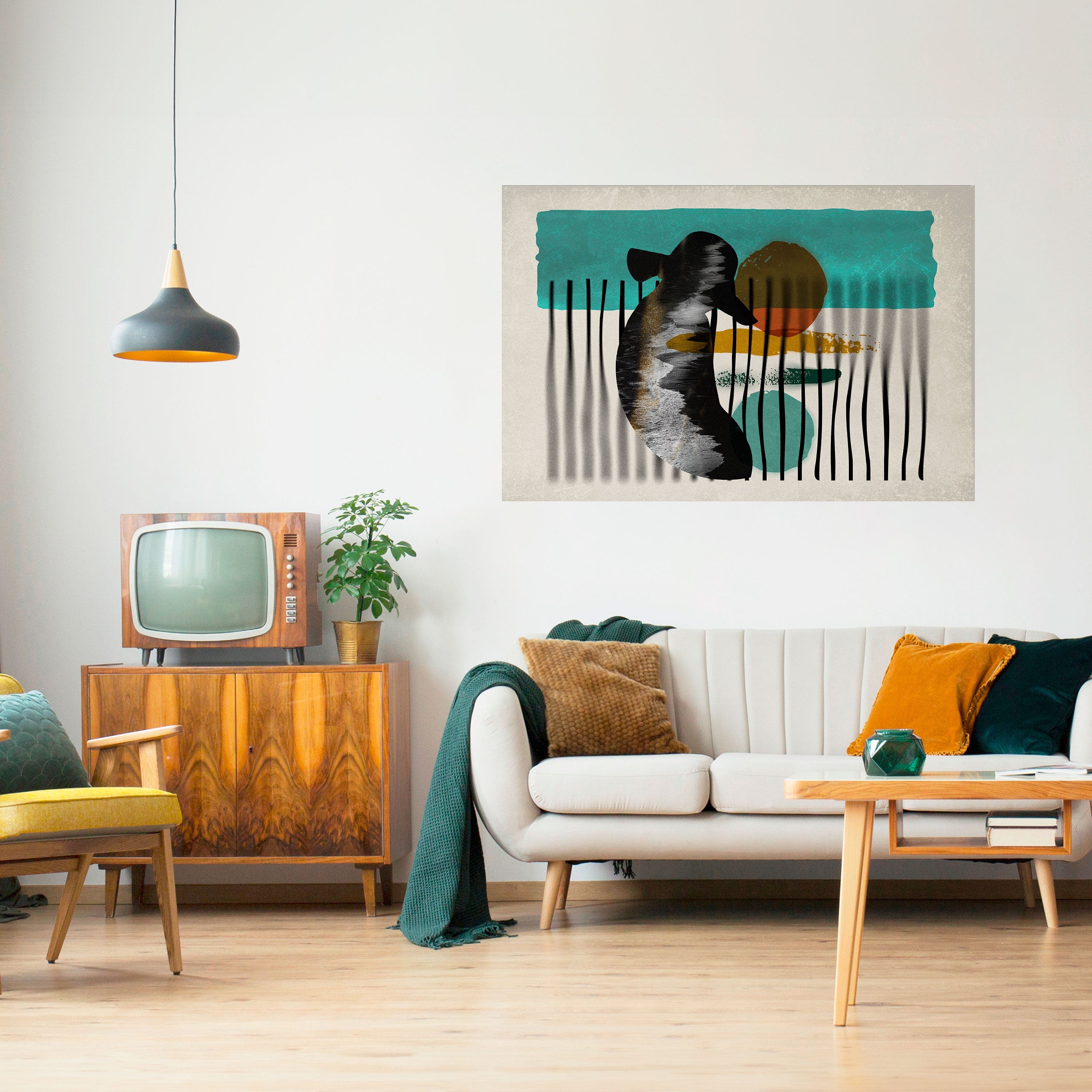 INKWELL TURQOISE Poster Horizontal Autocolante