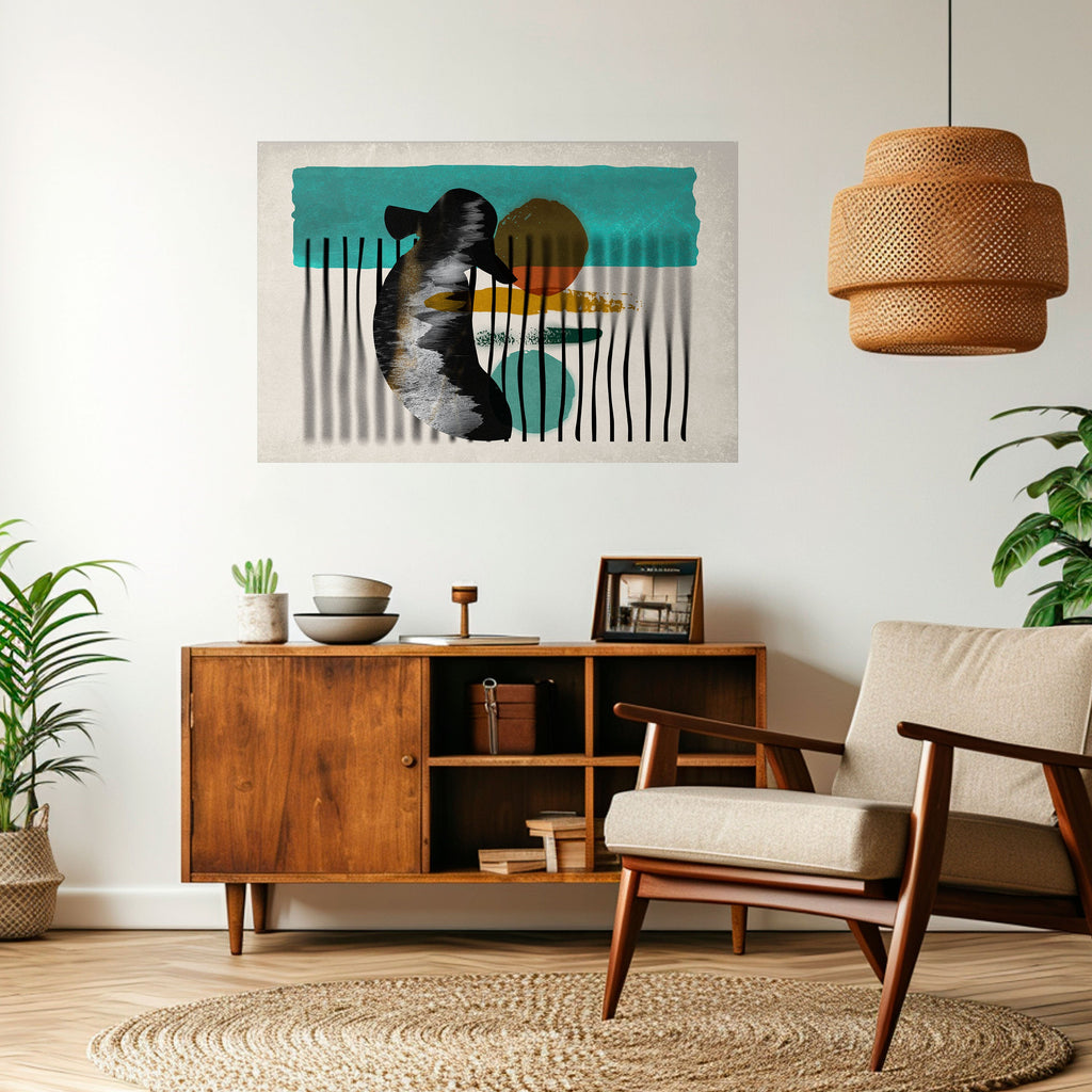 INKWELL TURQOISE Poster Horizontal Autocolante