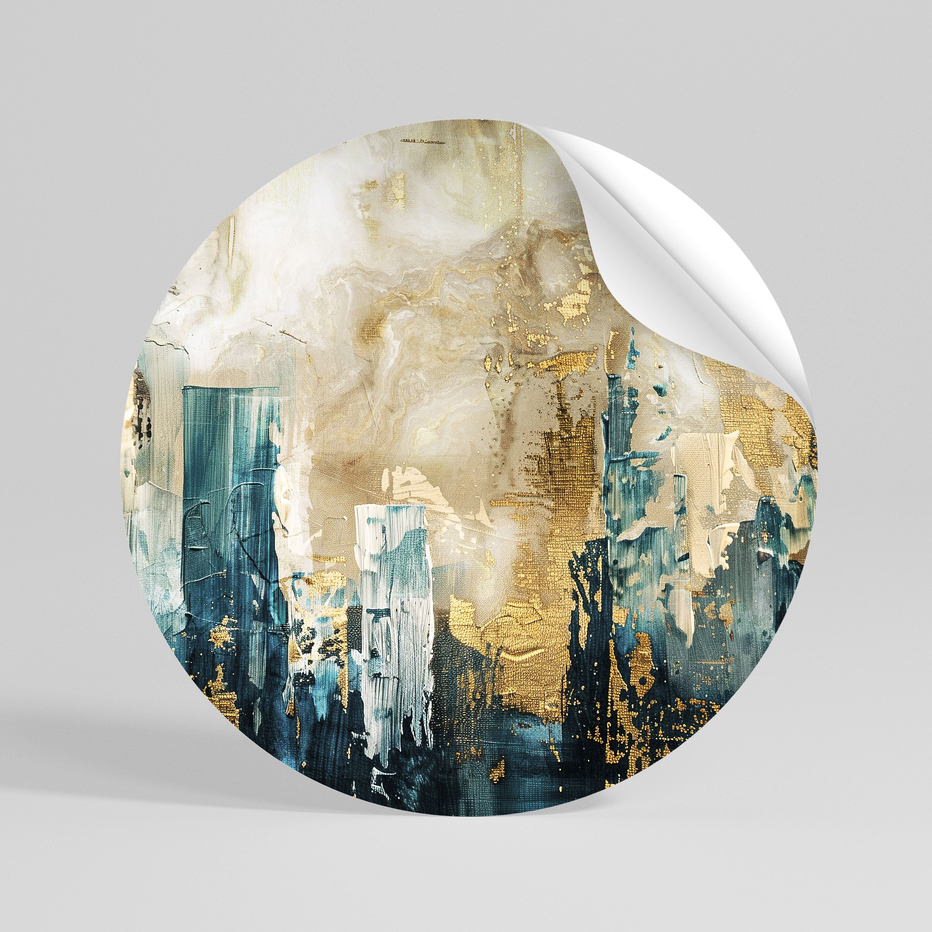 TOWN COLLAPSE Peel and Stick Round Sticker