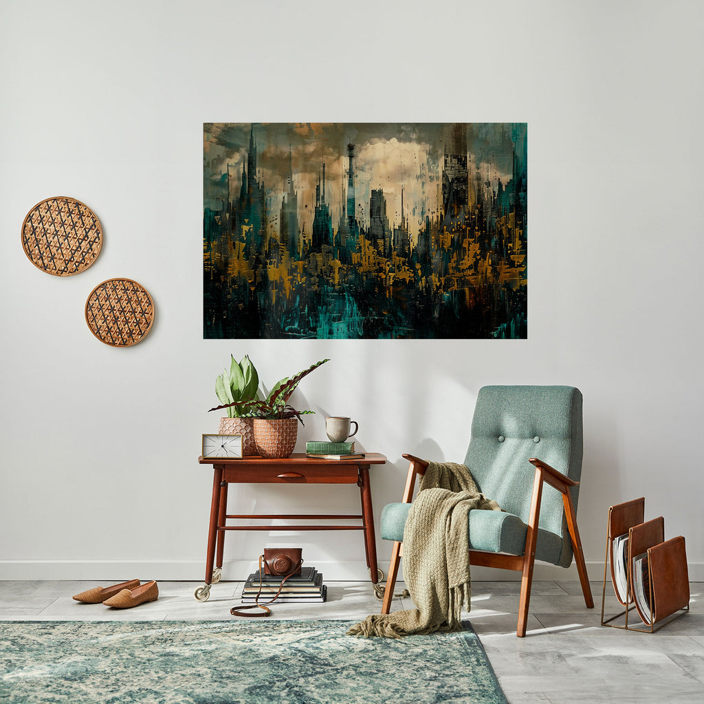 TOWN OBSCURE Peel and Stick Horizontal Poster