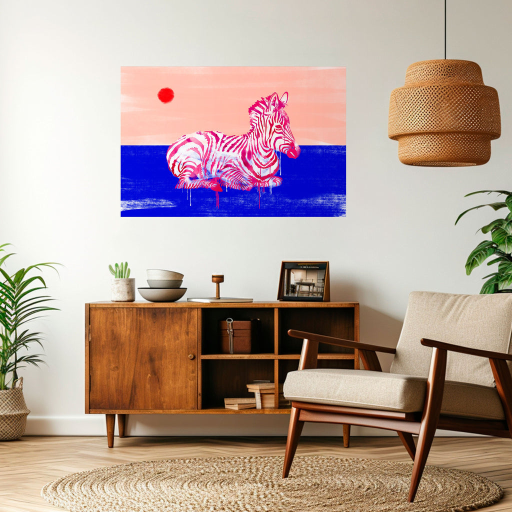 FANCIFUL ZEBRA Peel and Stick Horizontal Poster