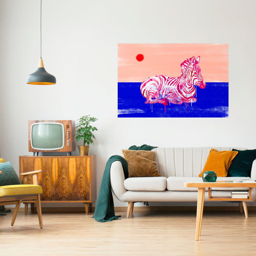 FANCIFUL ZEBRA Peel and Stick Horizontal Poster