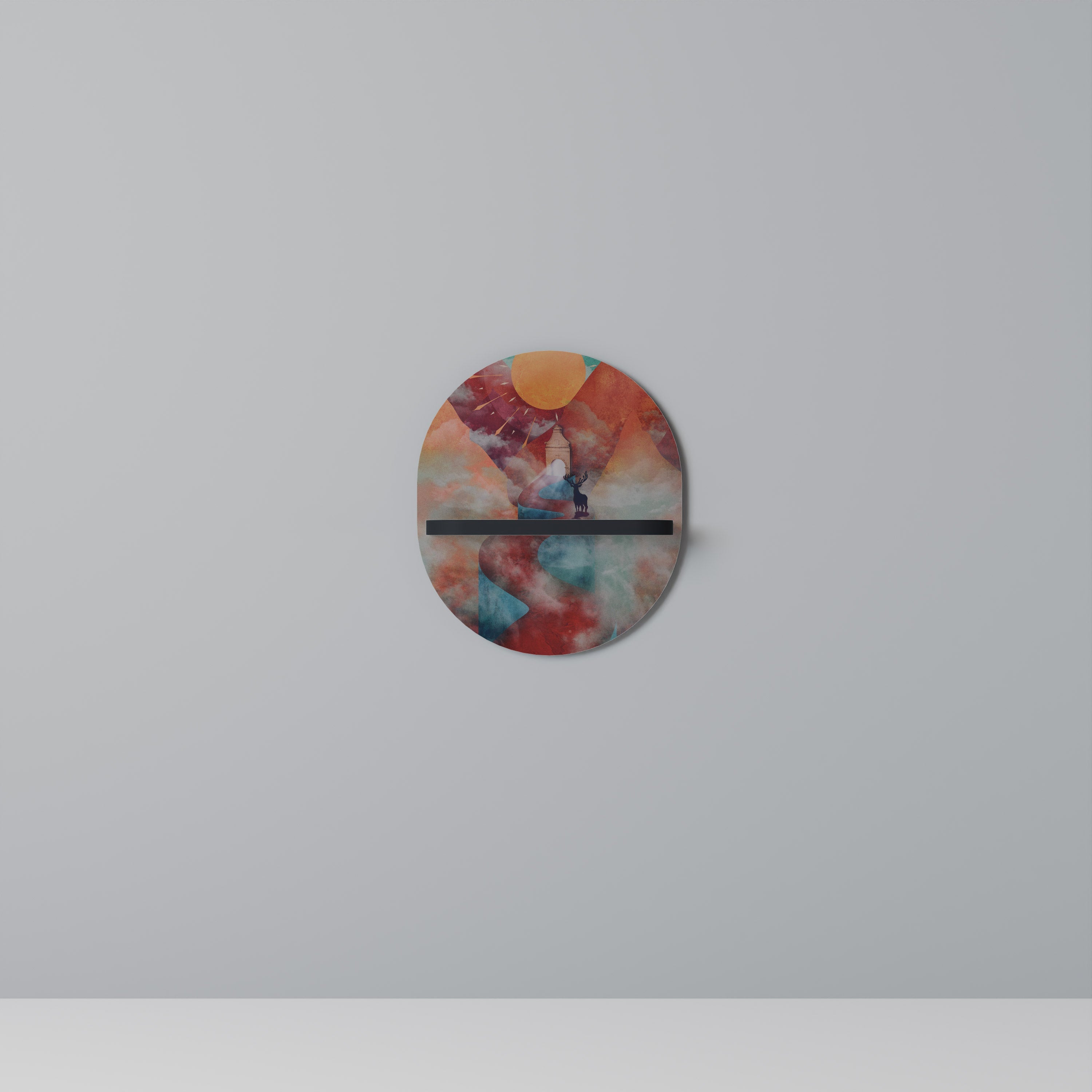 THE DEER MOUNTAIN Prateleira Oval Decorativa em Acabamento Preto