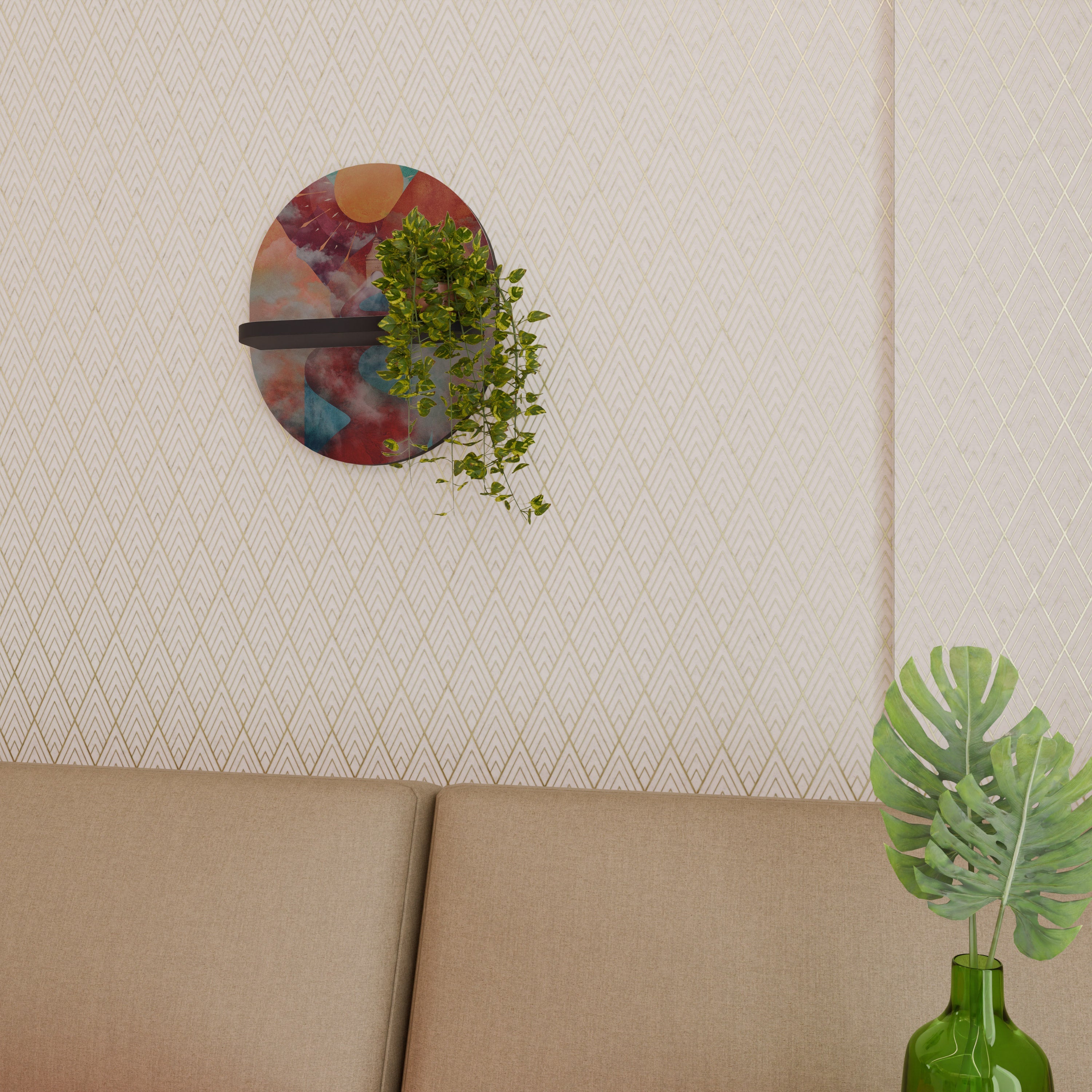 THE DEER MOUNTAIN Prateleira Oval Decorativa em Acabamento Preto