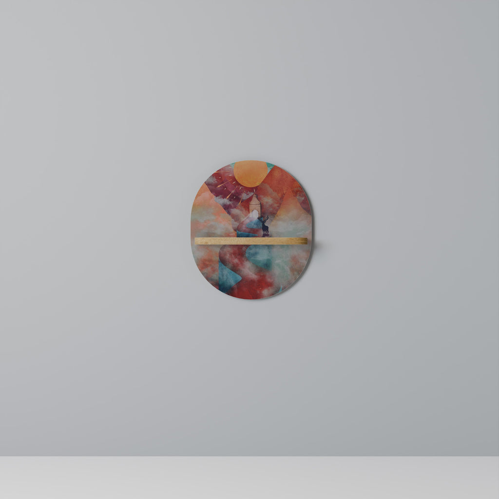 THE DEER MOUNTAIN Prateleira Oval Decorativa em Efeito Carvalho