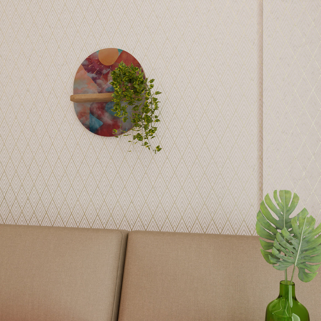 THE DEER MOUNTAIN Prateleira Oval Decorativa em Efeito Carvalho