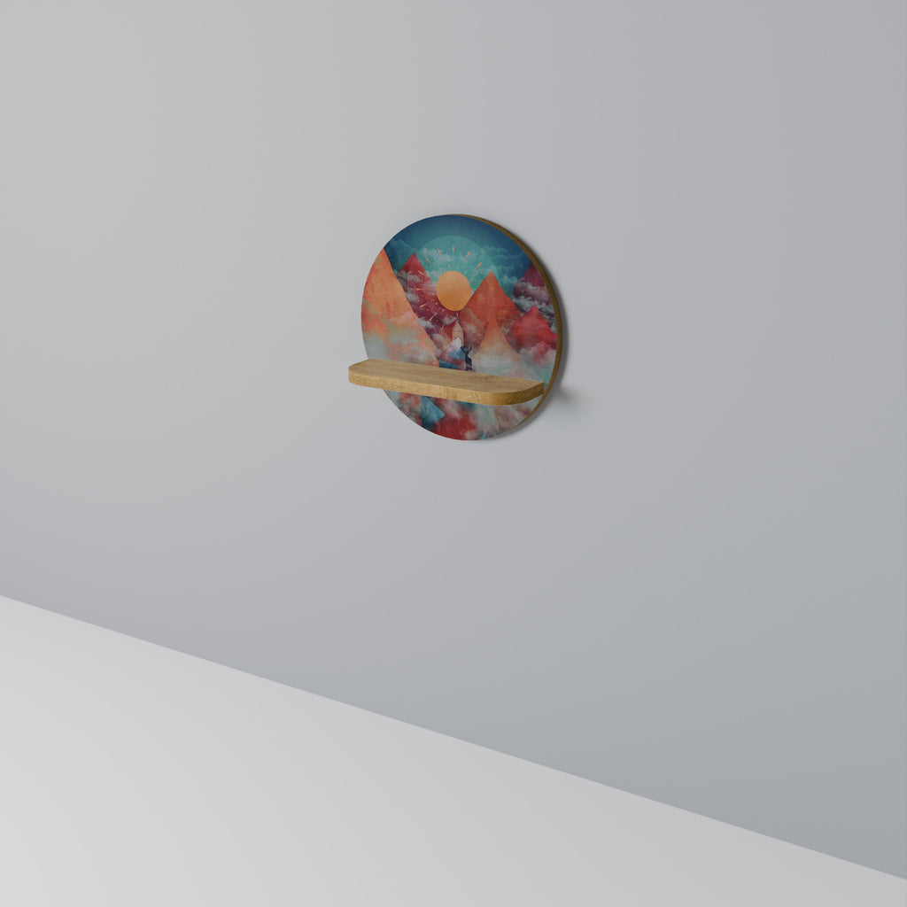 THE DEER MOUNTAIN Prateleira Redonda Decorativa em Efeito Carvalho