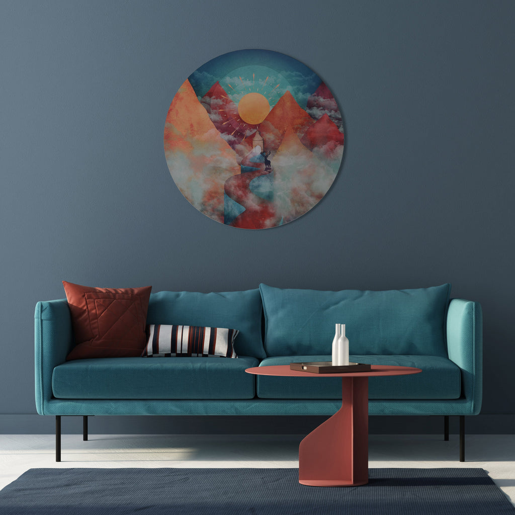 THE DEER MOUNTAIN Round Wall Art