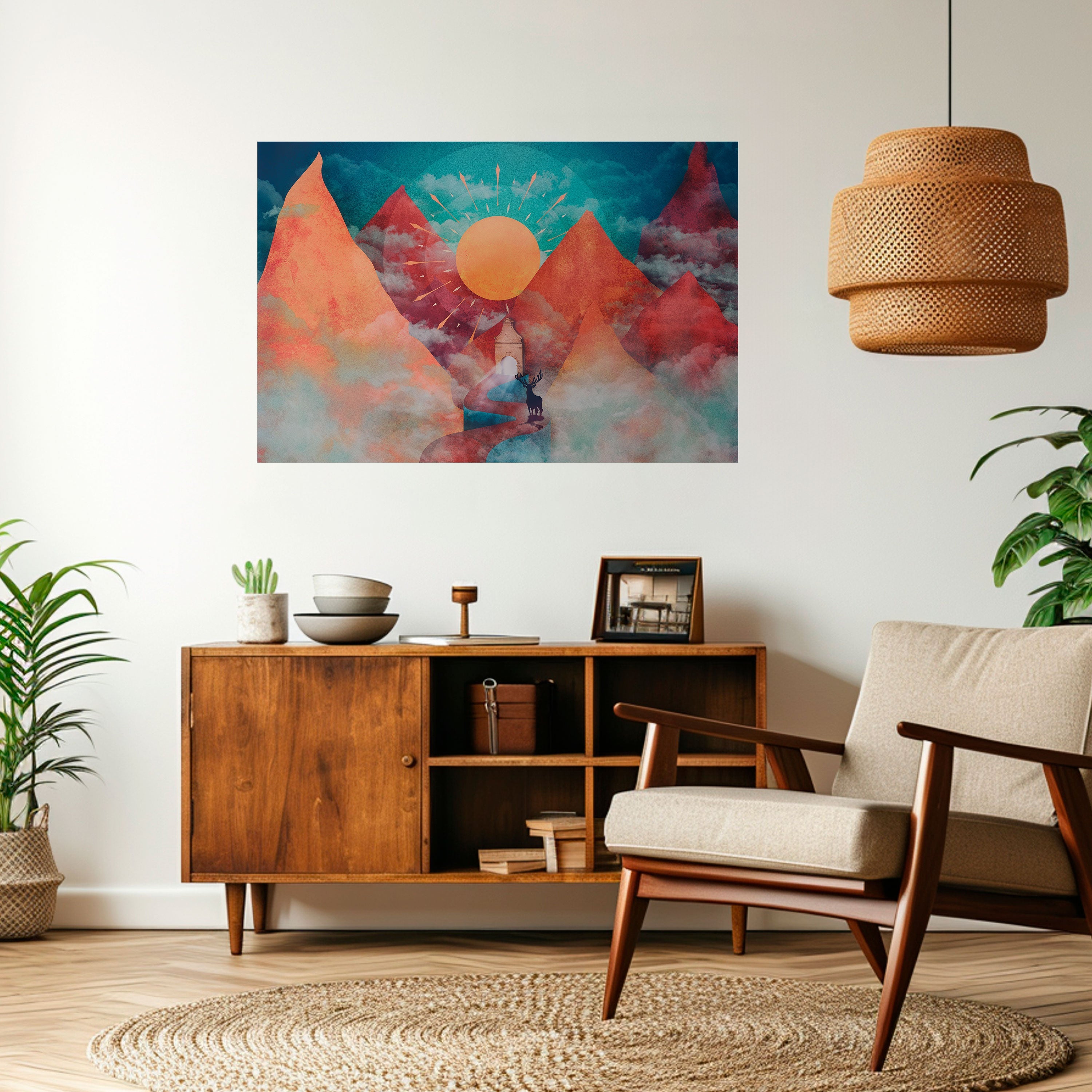 THE DEER MOUNTAIN Peel and Stick Horizontal Poster