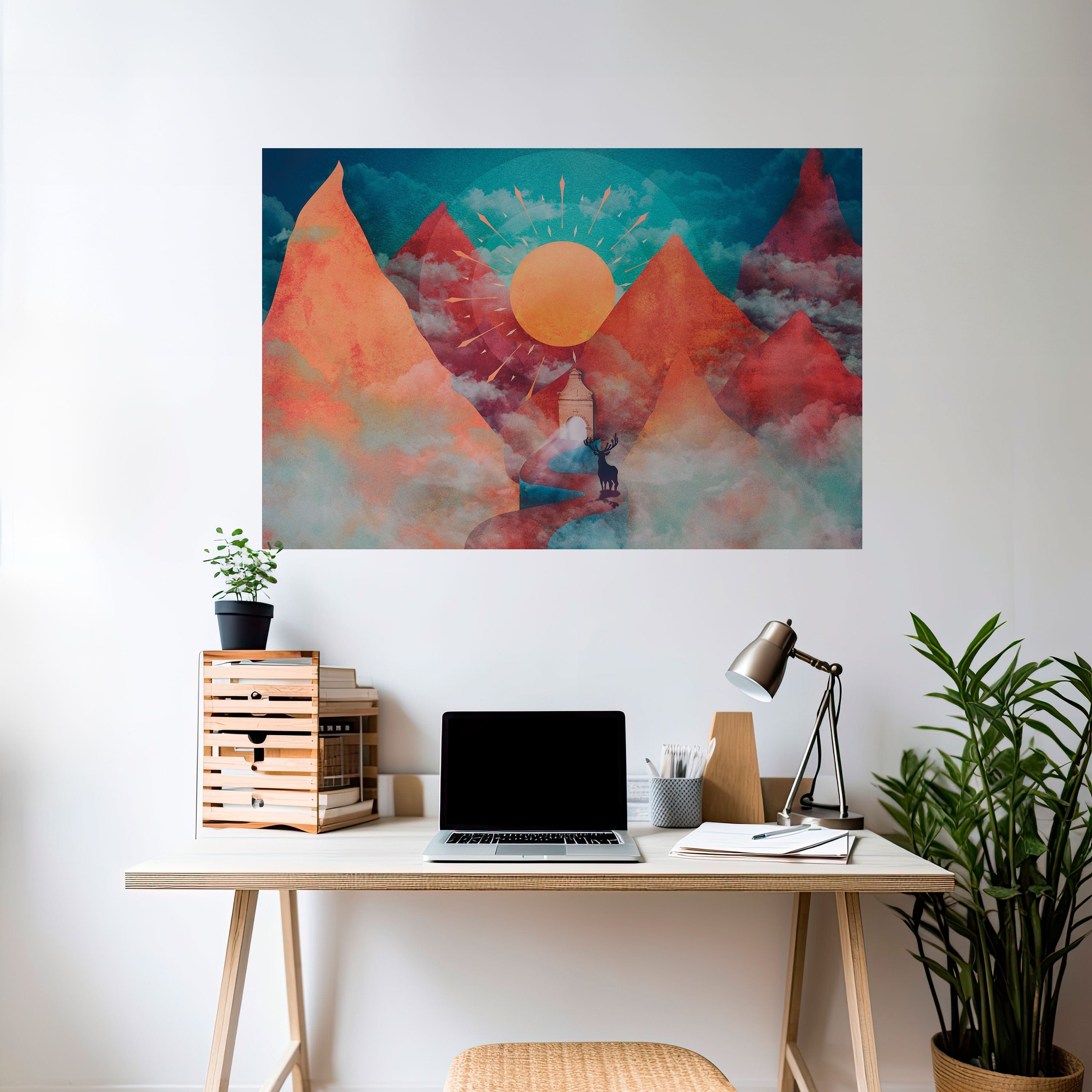 THE DEER MOUNTAIN Peel and Stick Horizontal Poster