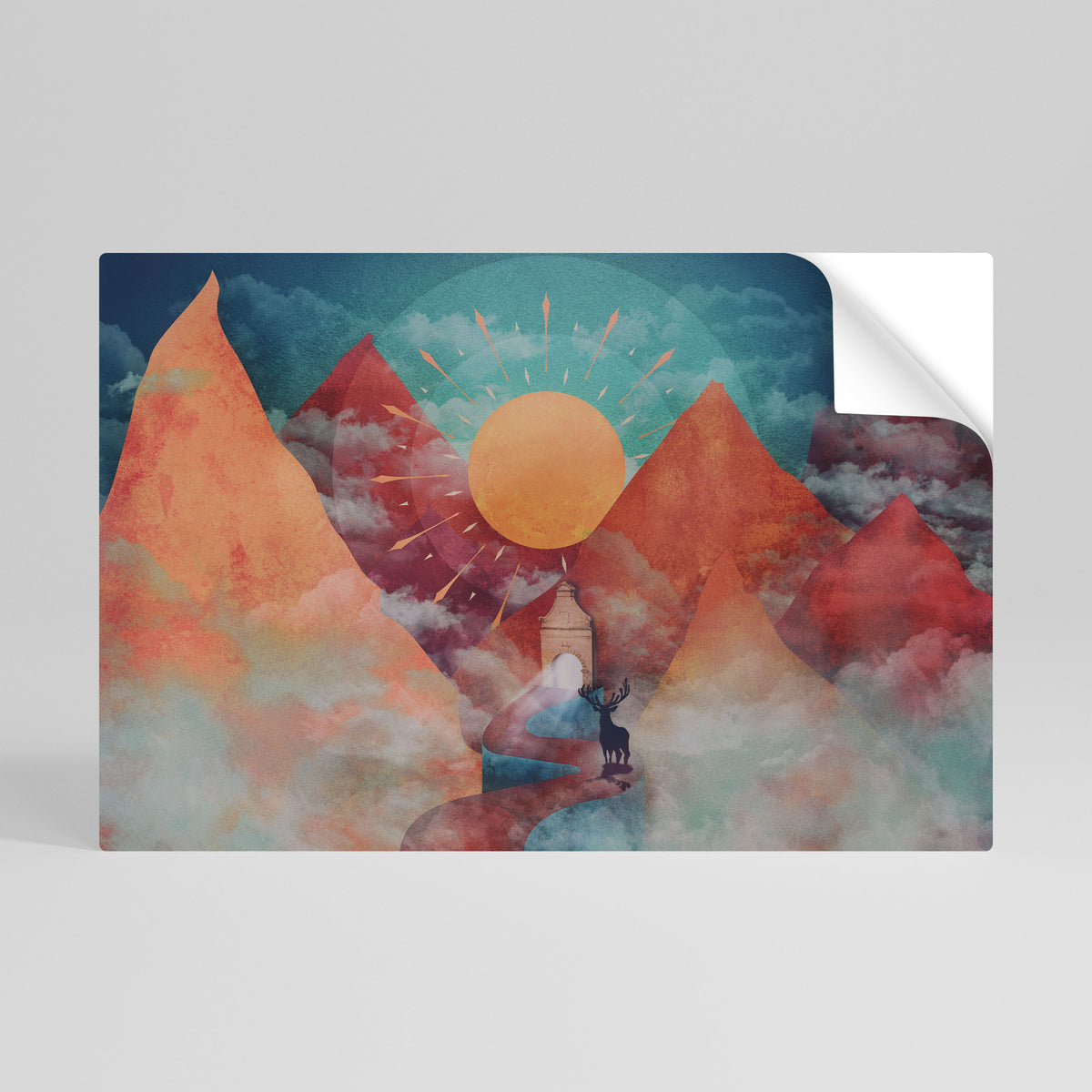 THE DEER MOUNTAIN Peel and Stick Horizontal Poster