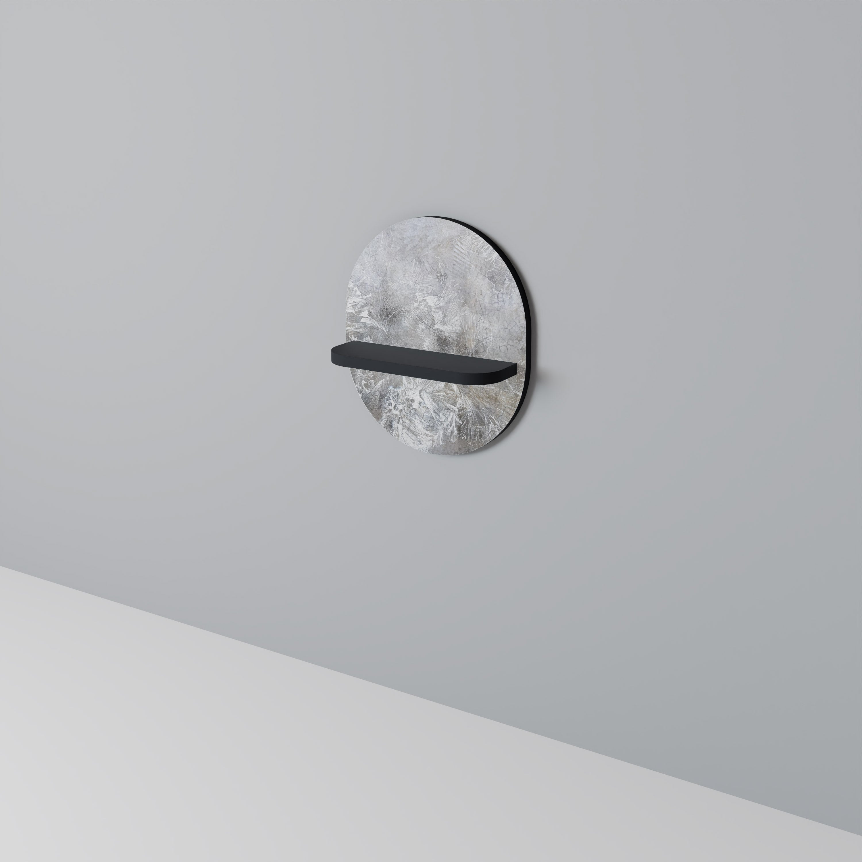 WHITE WHISPER Prateleira Oval Decorativa em Acabamento Preto