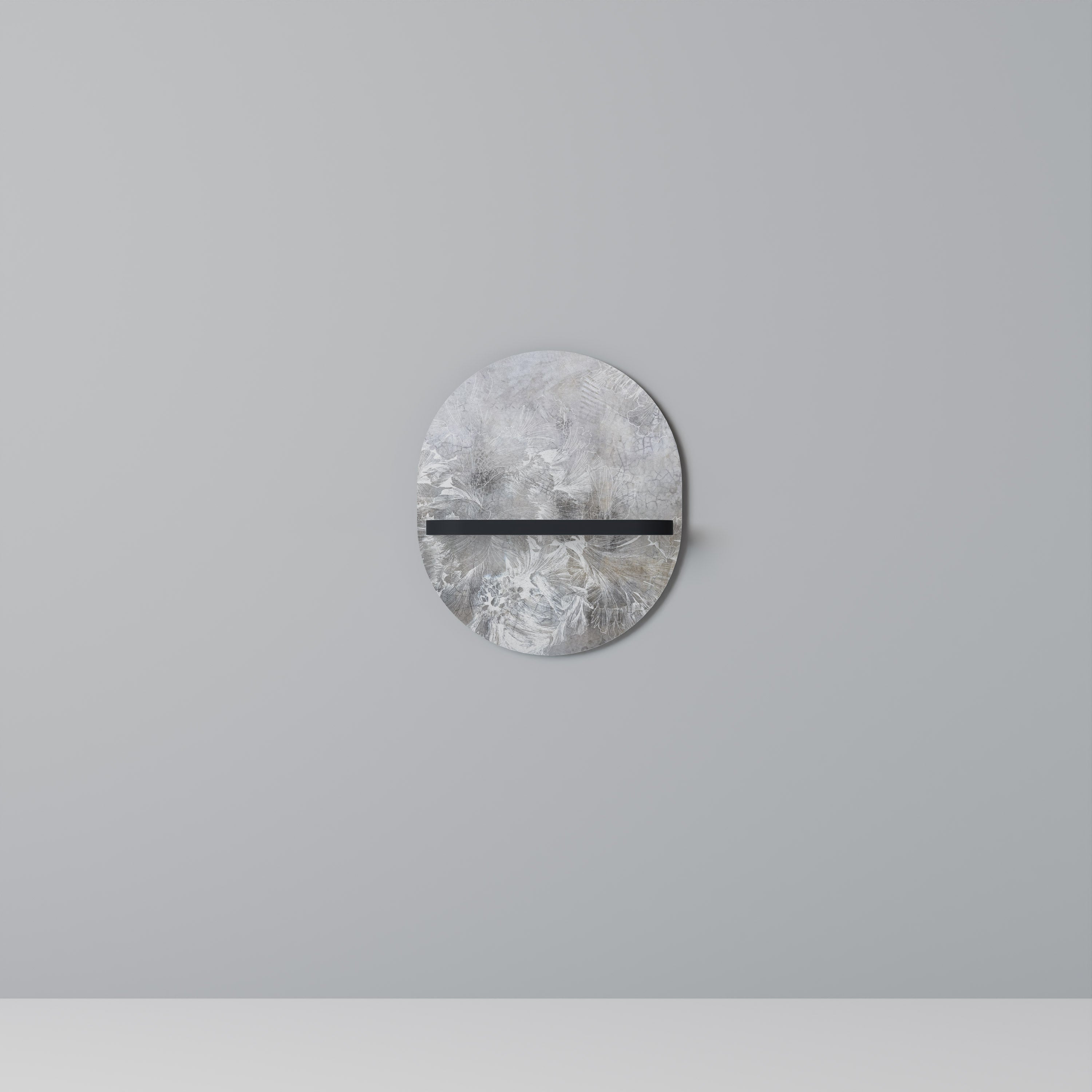 WHITE WHISPER Prateleira Oval Decorativa em Acabamento Preto