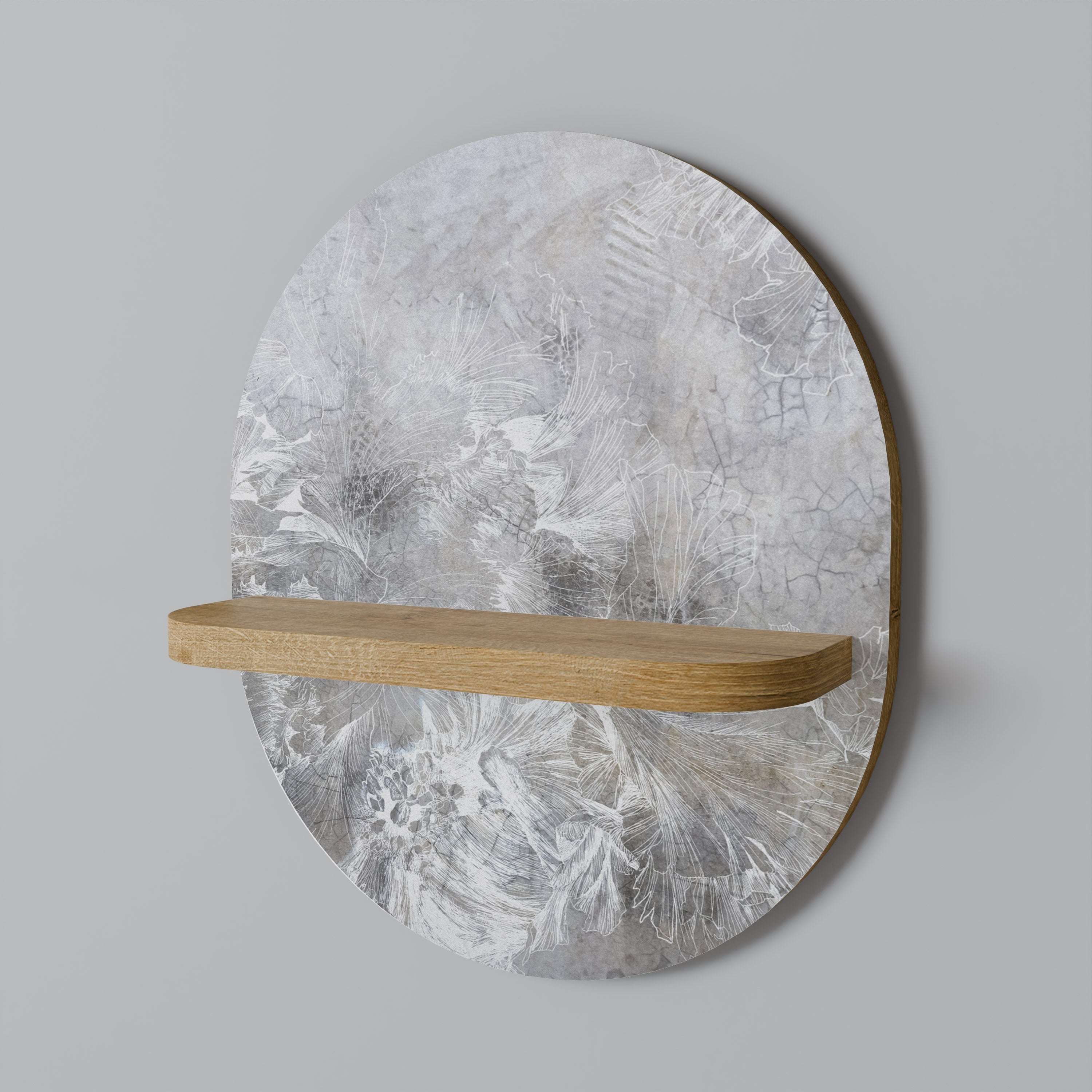 WHITE WHISPER Prateleira Oval Decorativa em Efeito Carvalho