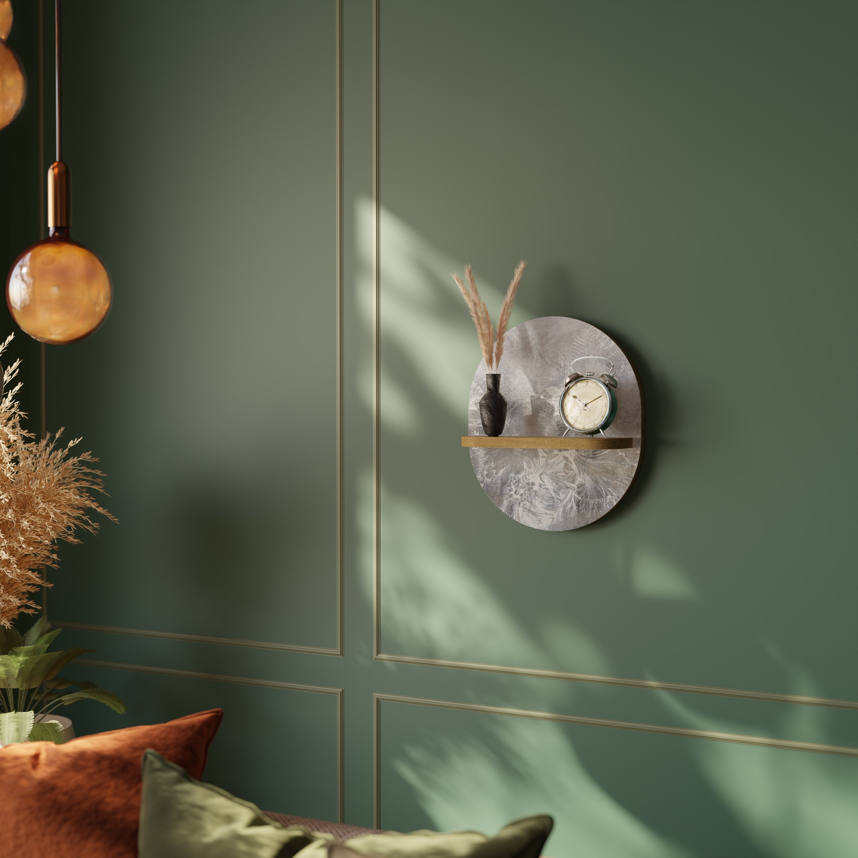 WHITE WHISPER Prateleira Oval Decorativa em Efeito Carvalho