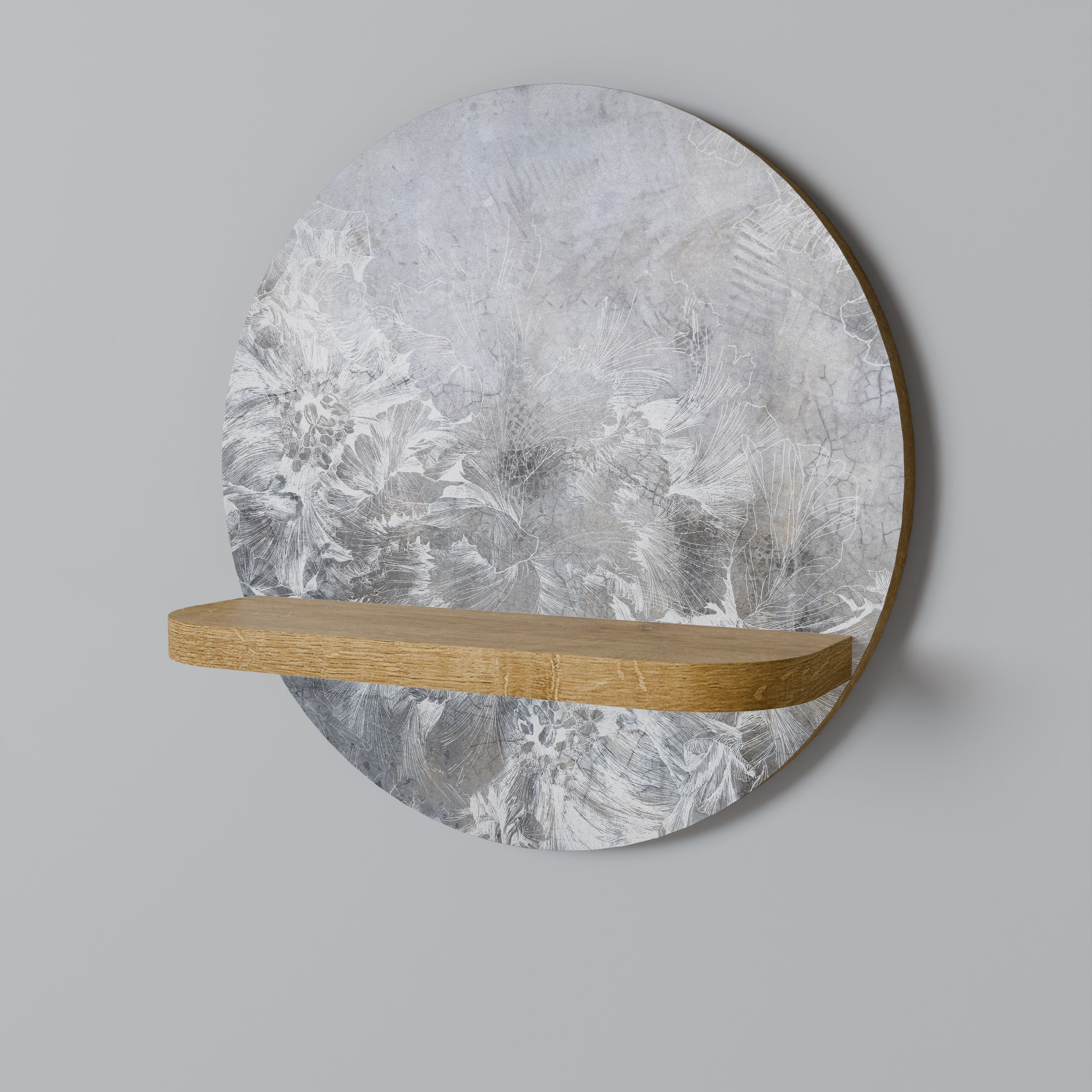 WHITE WHISPER Prateleira Redonda Decorativa em Efeito Carvalho