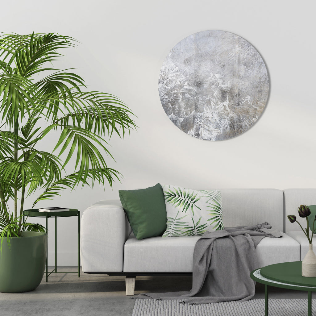 WHITE WHISPER Round Wall Art