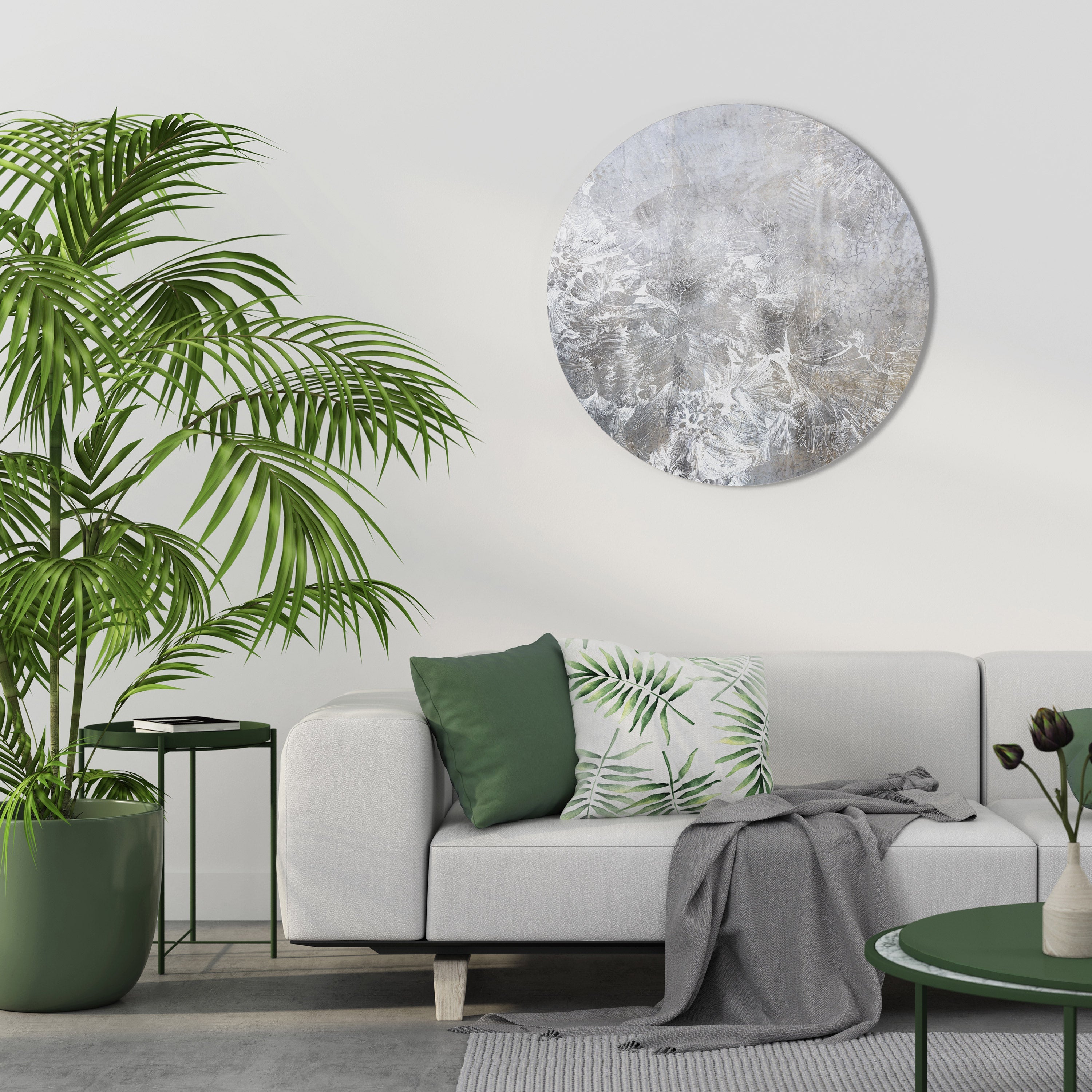 WHITE WHISPER Round Wall Art
