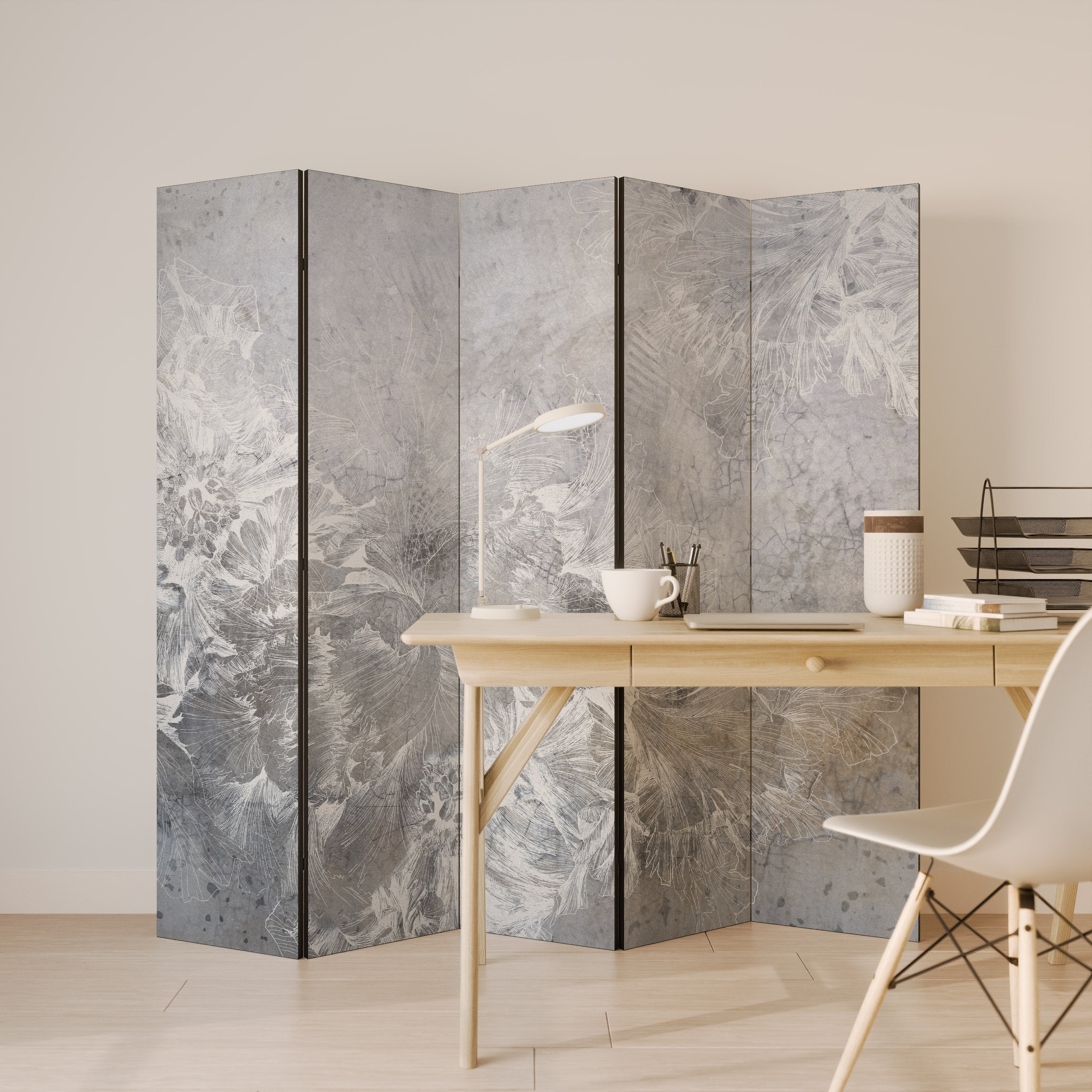 WHITE WHISPER Biombo Decorativo de 5 Painéis