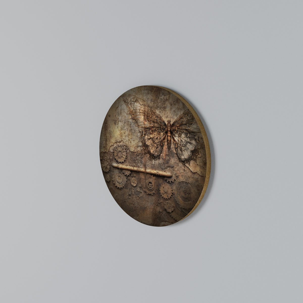 MECHANICAL BUTTERFLY Round Wall Art