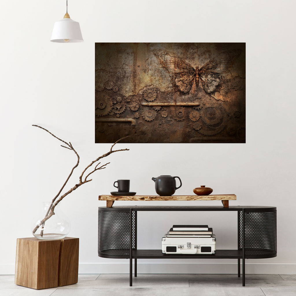 MECHANICAL BUTTERFLY Peel and Stick Horizontal Poster